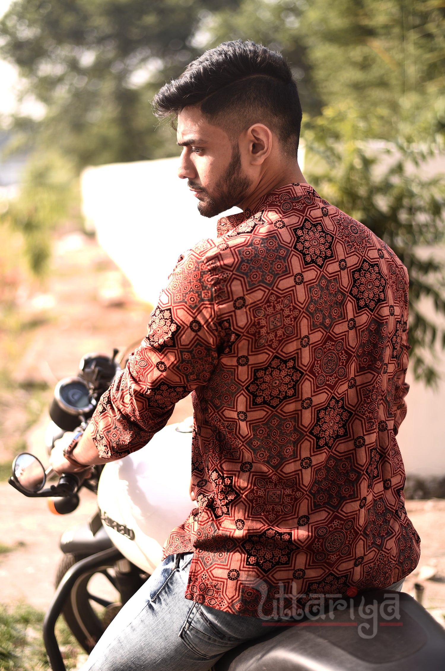 Handloom Brown Ajrakh Shirts For Men - Uttariya