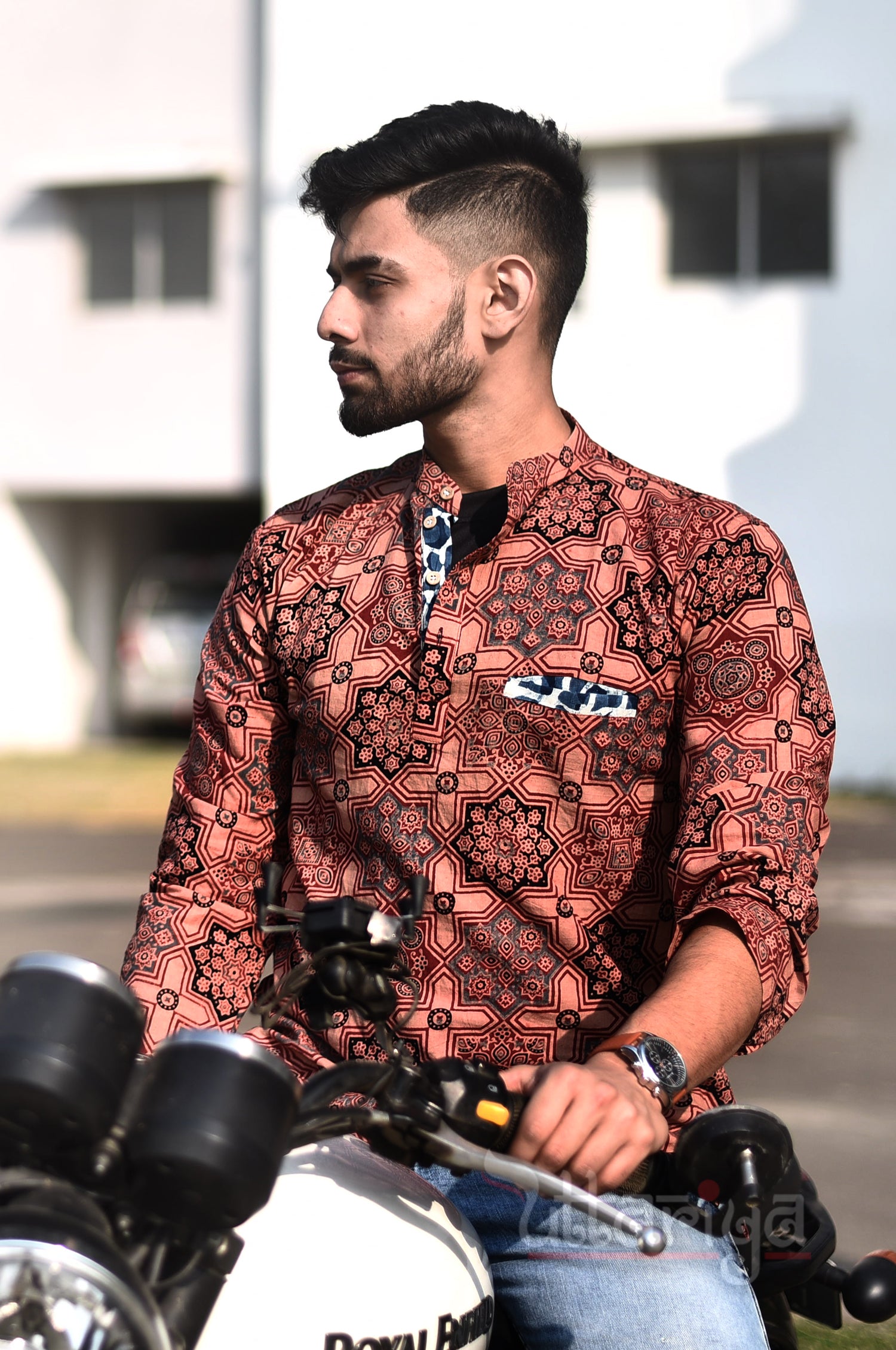 Handloom Brown Ajrakh Shirts For Men - Uttariya