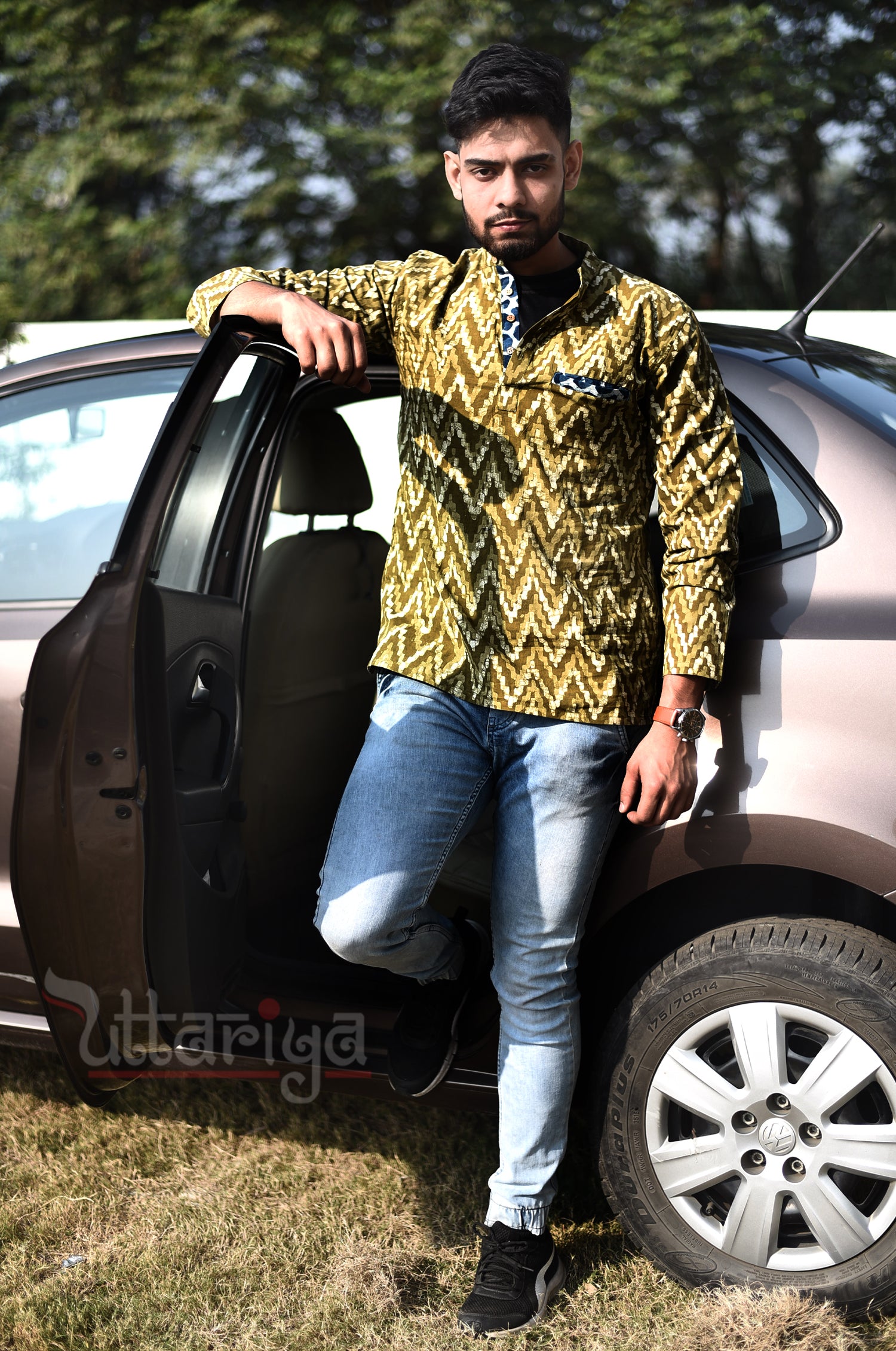 Handloom Green Shirts For Men - Uttariya