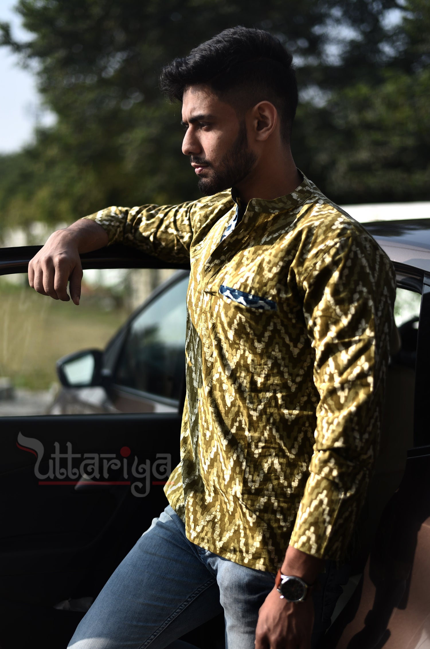 Handloom Green Shirts For Men - Uttariya