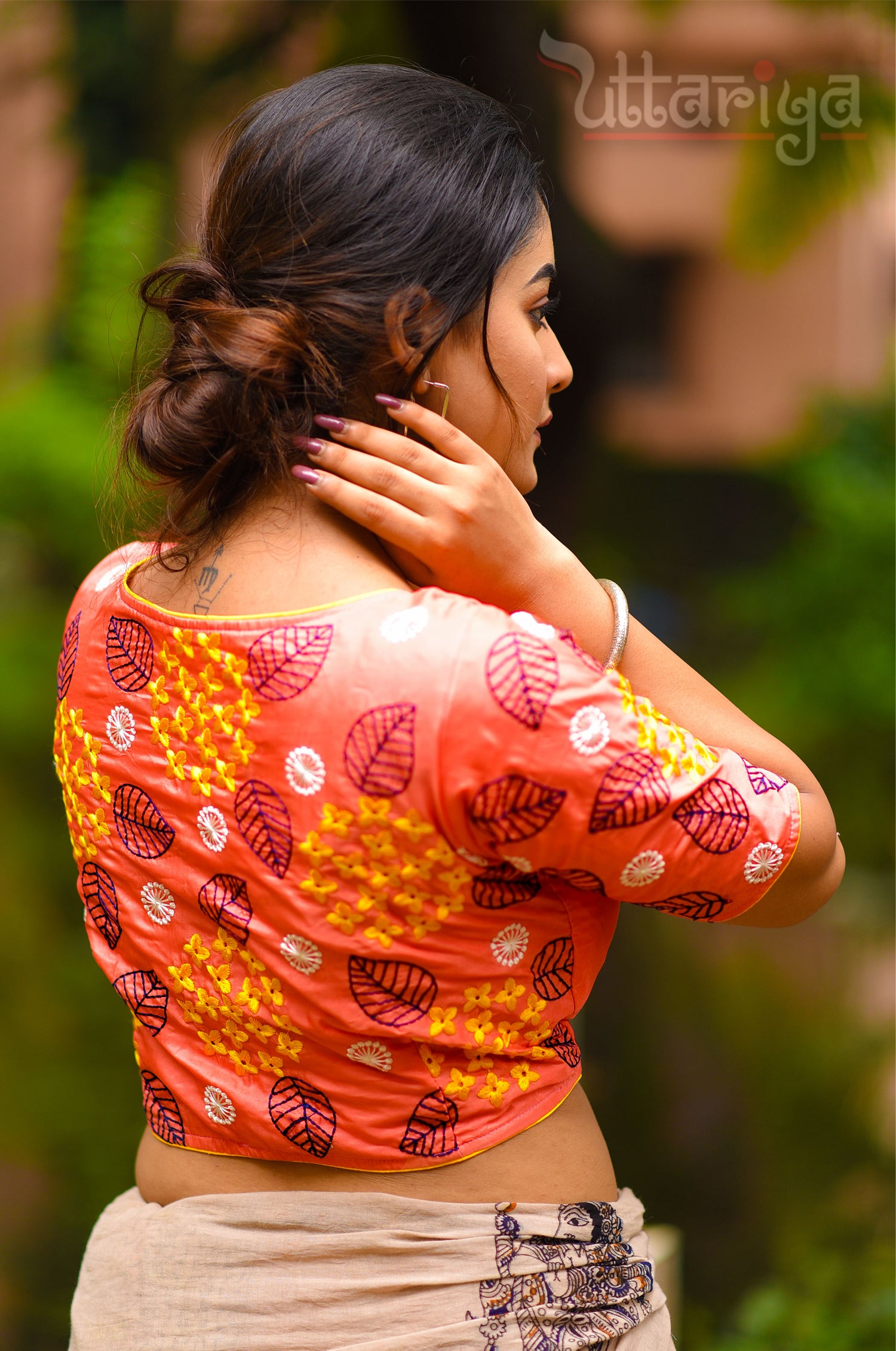 Mukhta V Neck Cotton Blouse