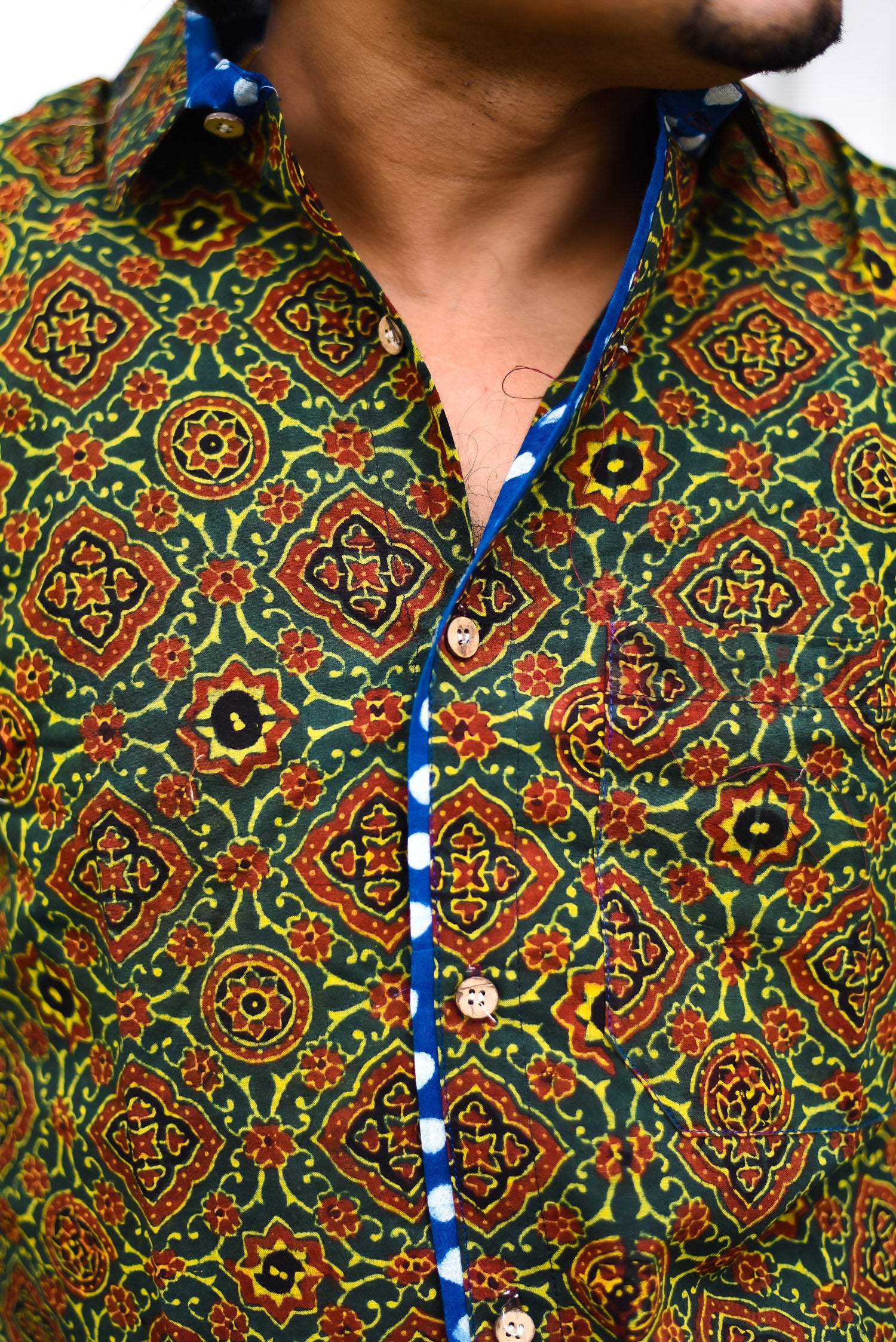 Green Yellow Mixed Handloom Shirt - Uttariya