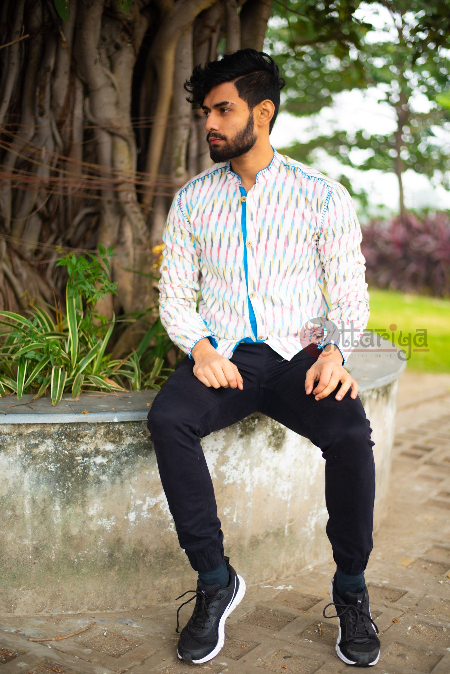 White Handloom Cotton Shirt - Uttariya