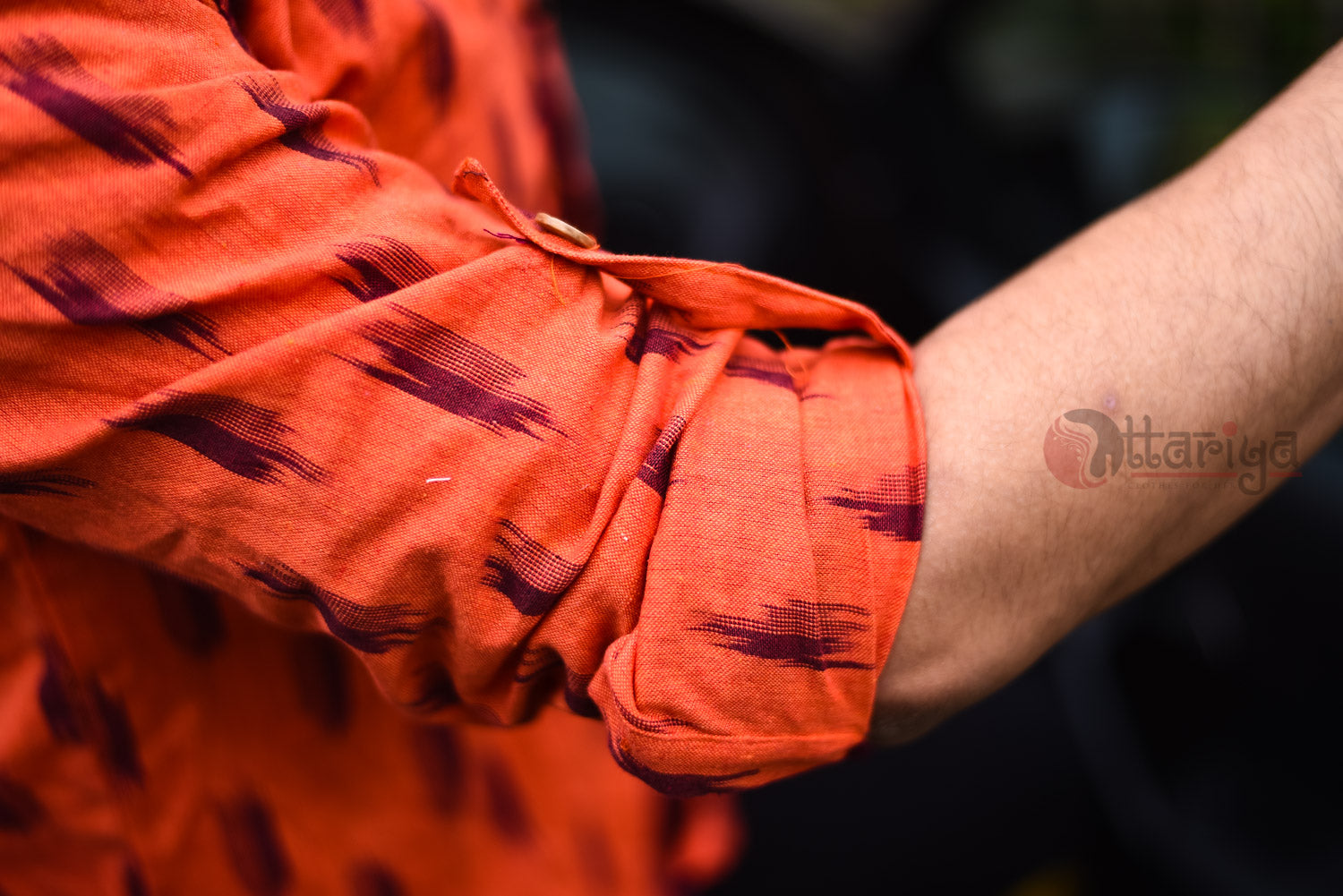 Orange Handloom Cotton Shirt - Uttariya