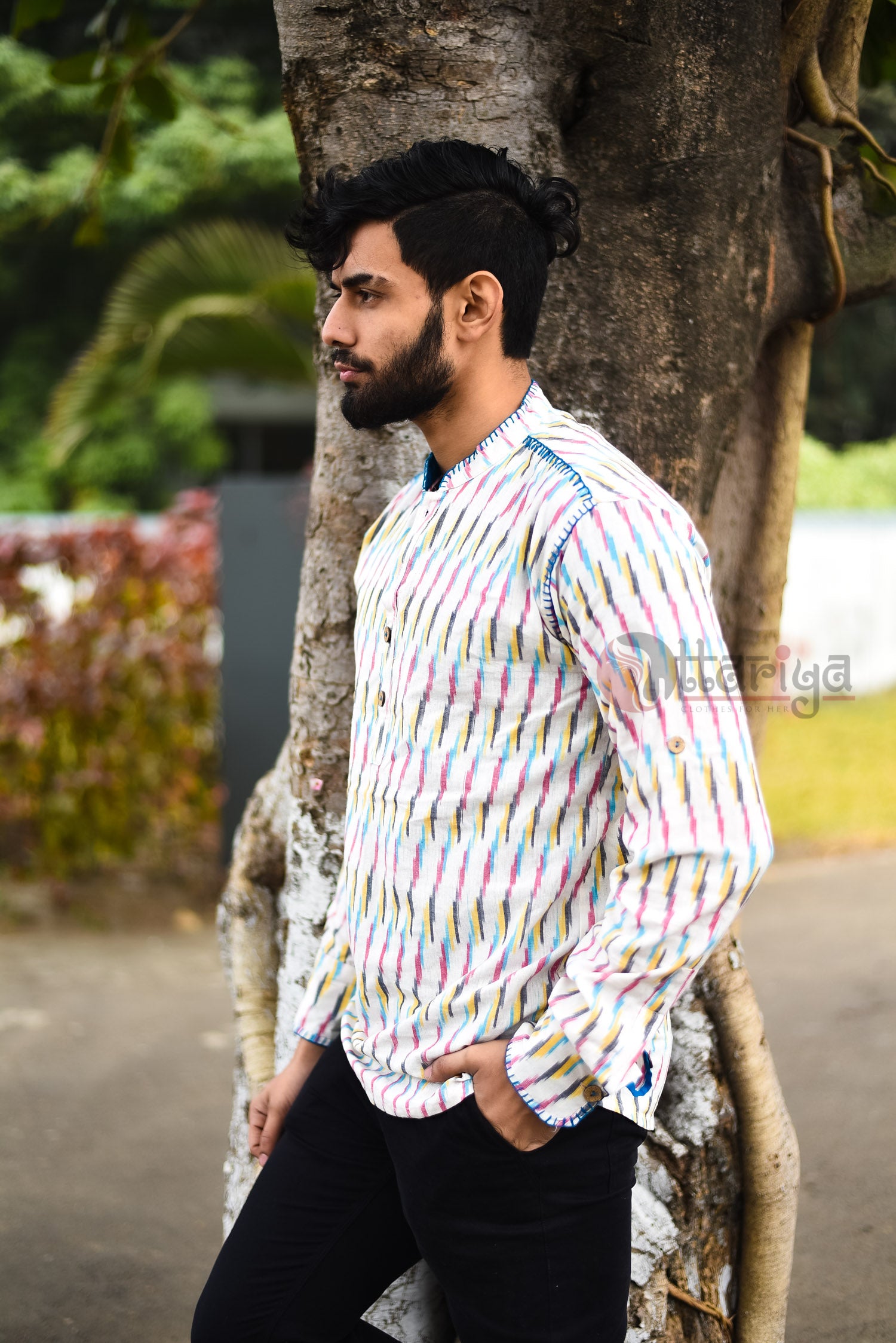 White Handloom Cotton Shirt - Uttariya