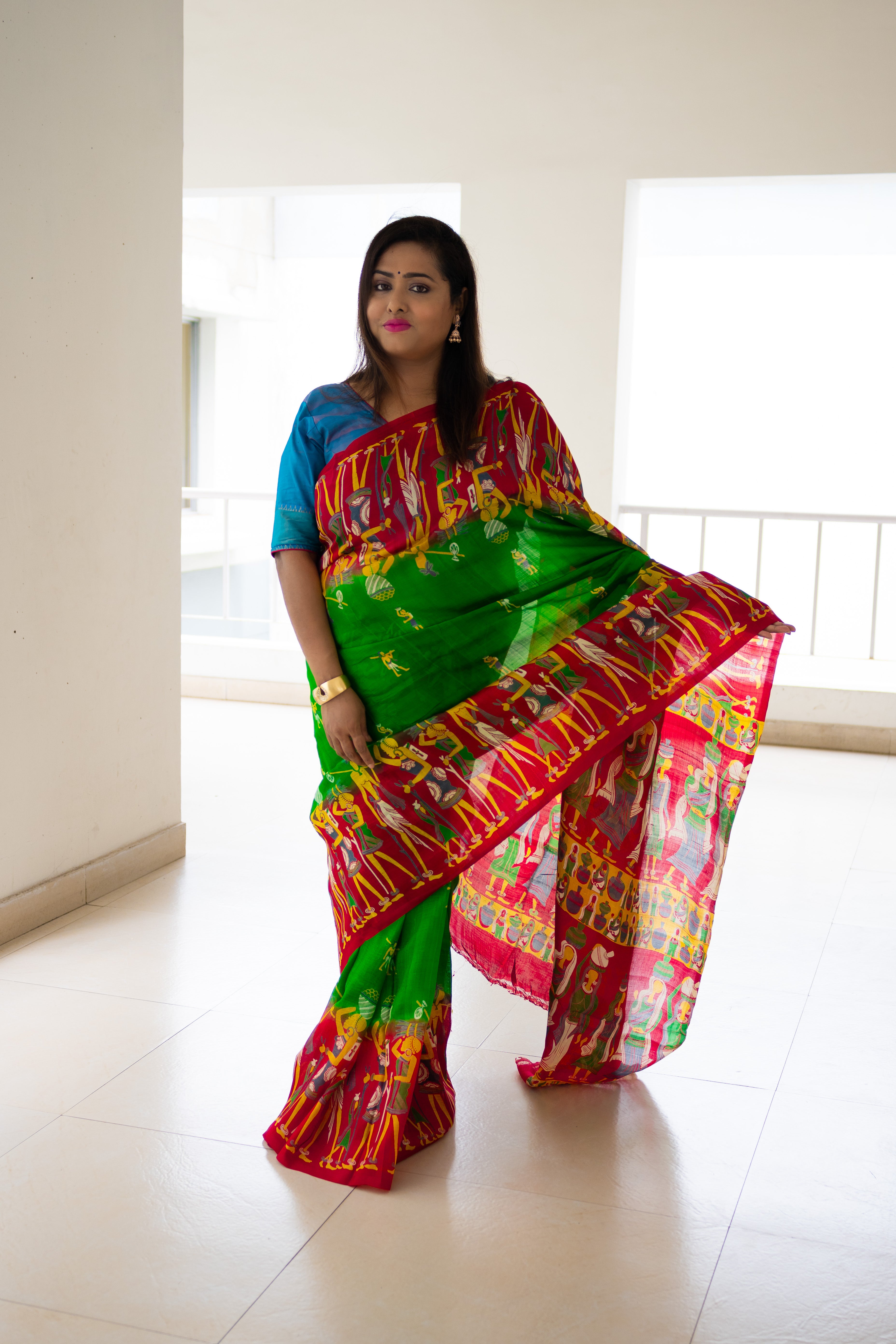 Madhabi dance pure mulberry silk saree - Uttariya