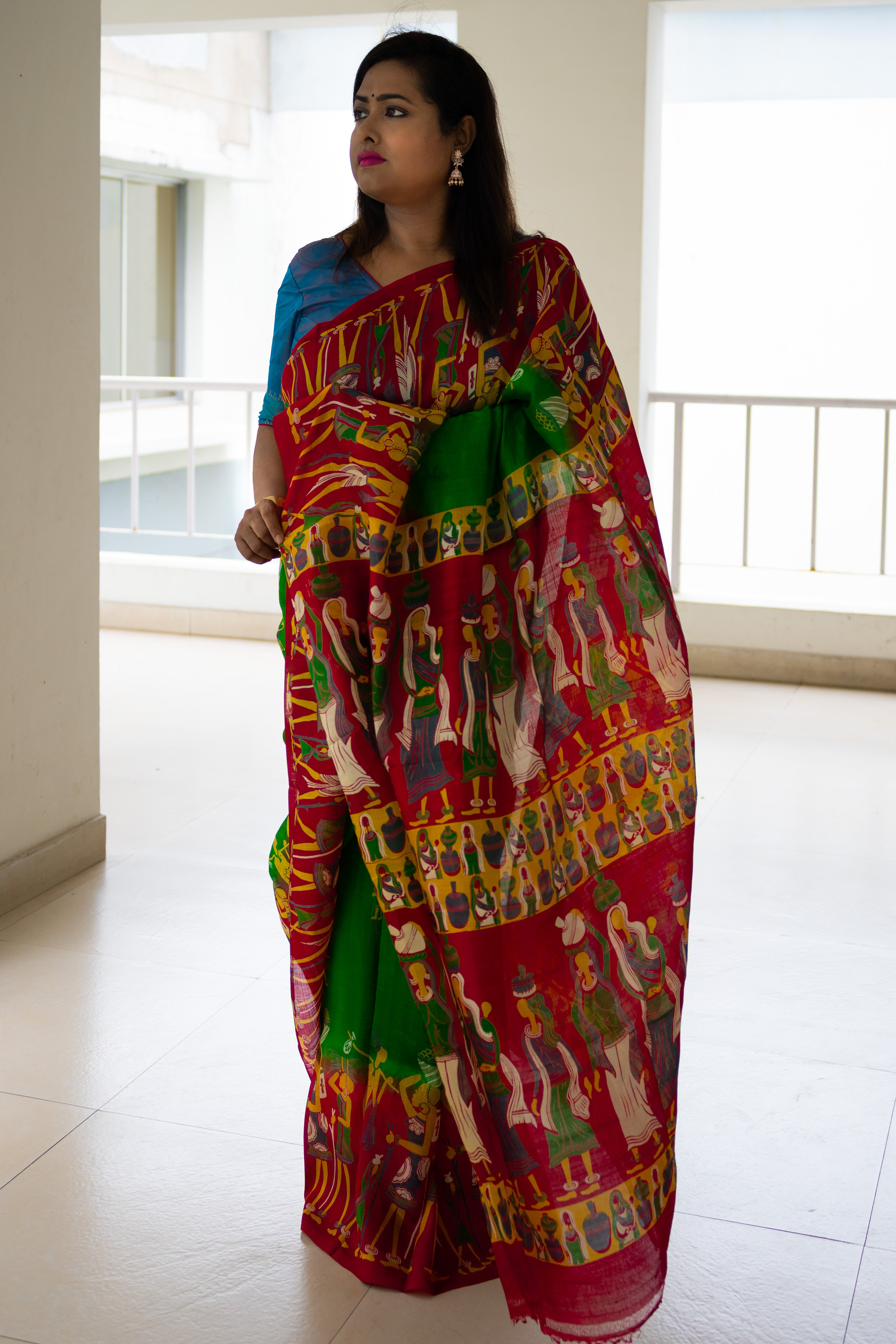 Madhabi dance pure mulberry silk saree - Uttariya