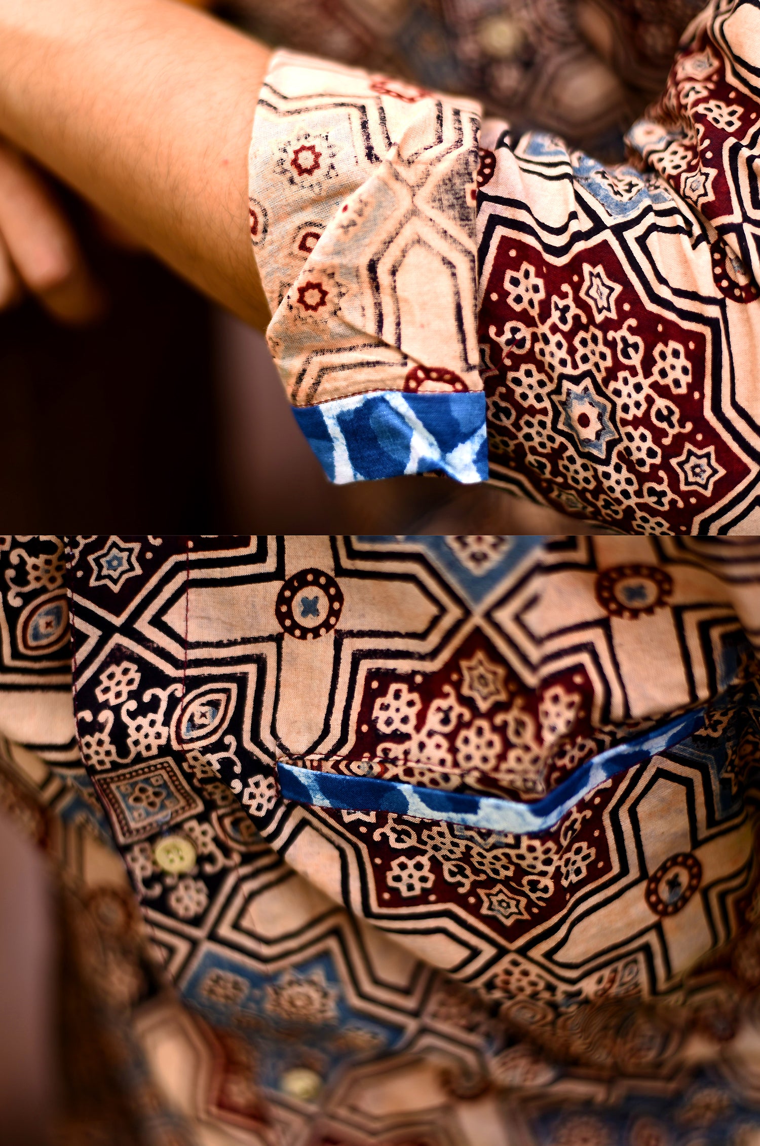 Cream AJrakh Shirt - Uttariya