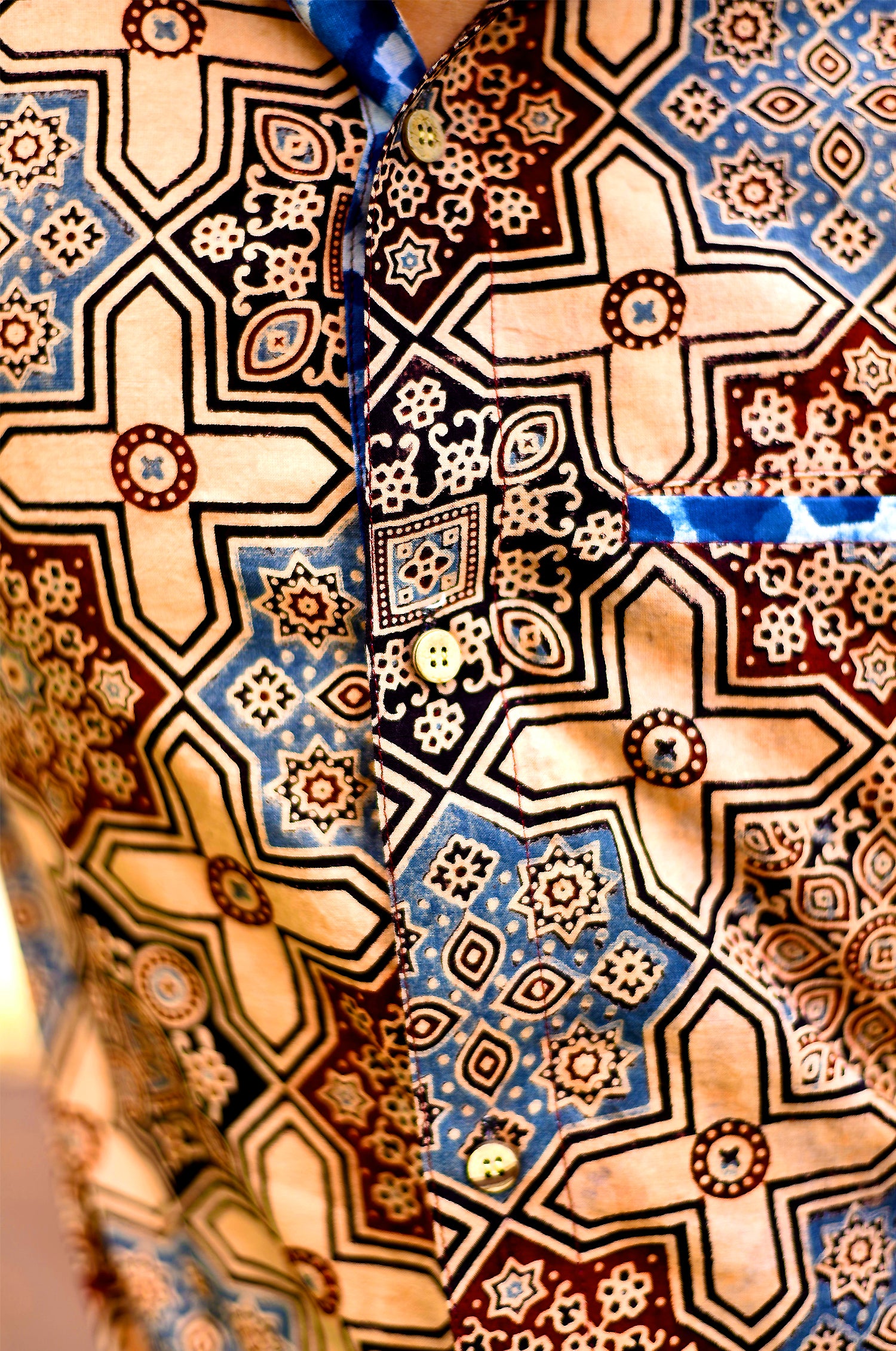 Cream AJrakh Shirt - Uttariya