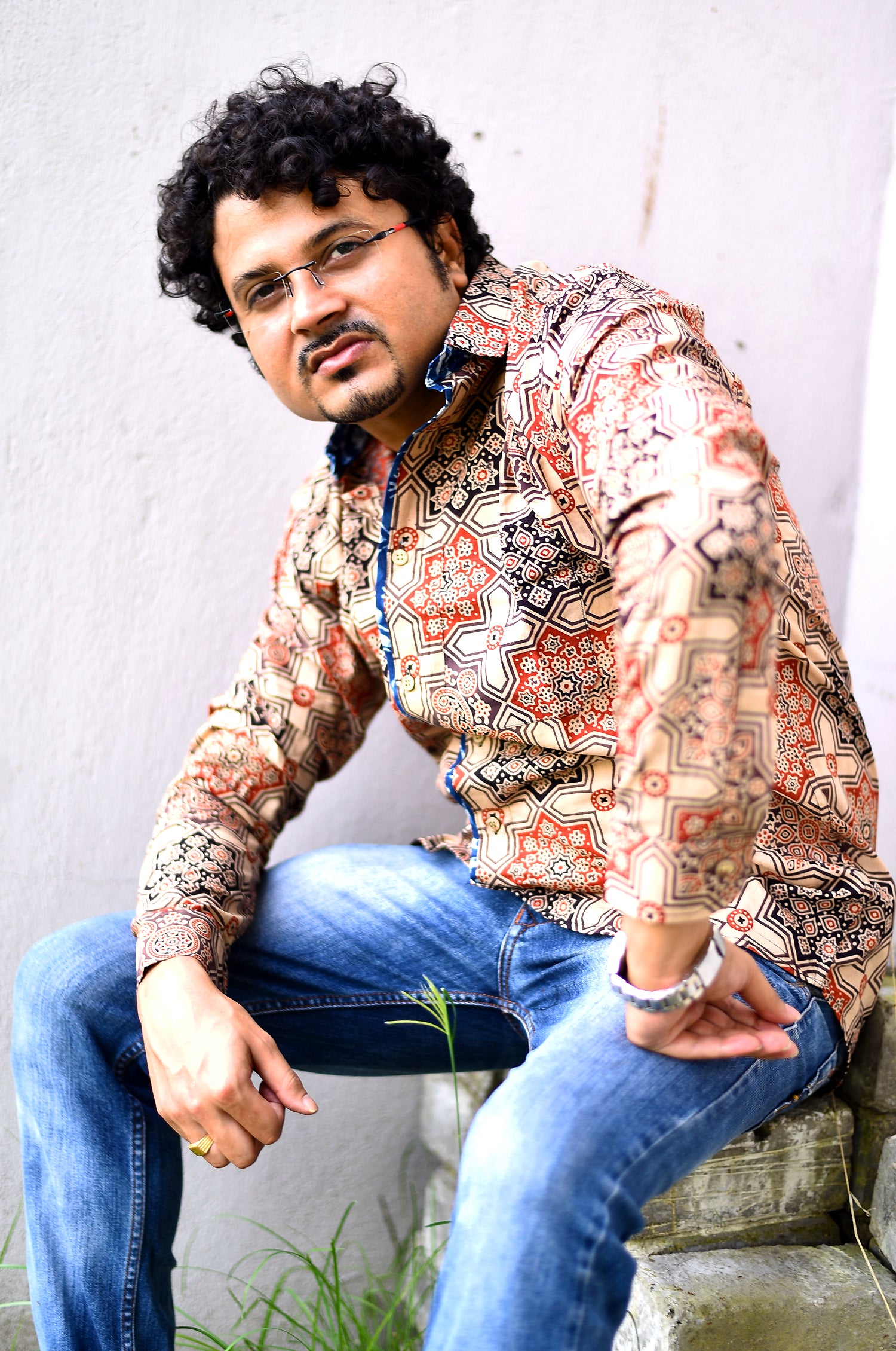 Cream AJrakh Shirt - Uttariya