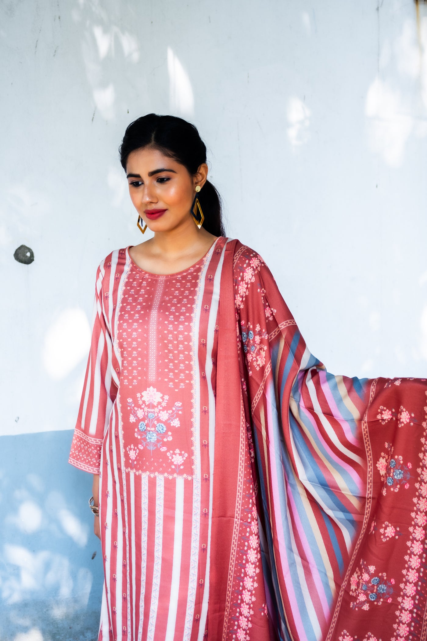 Pure Pasmina Silk Suit Set - Uttariya