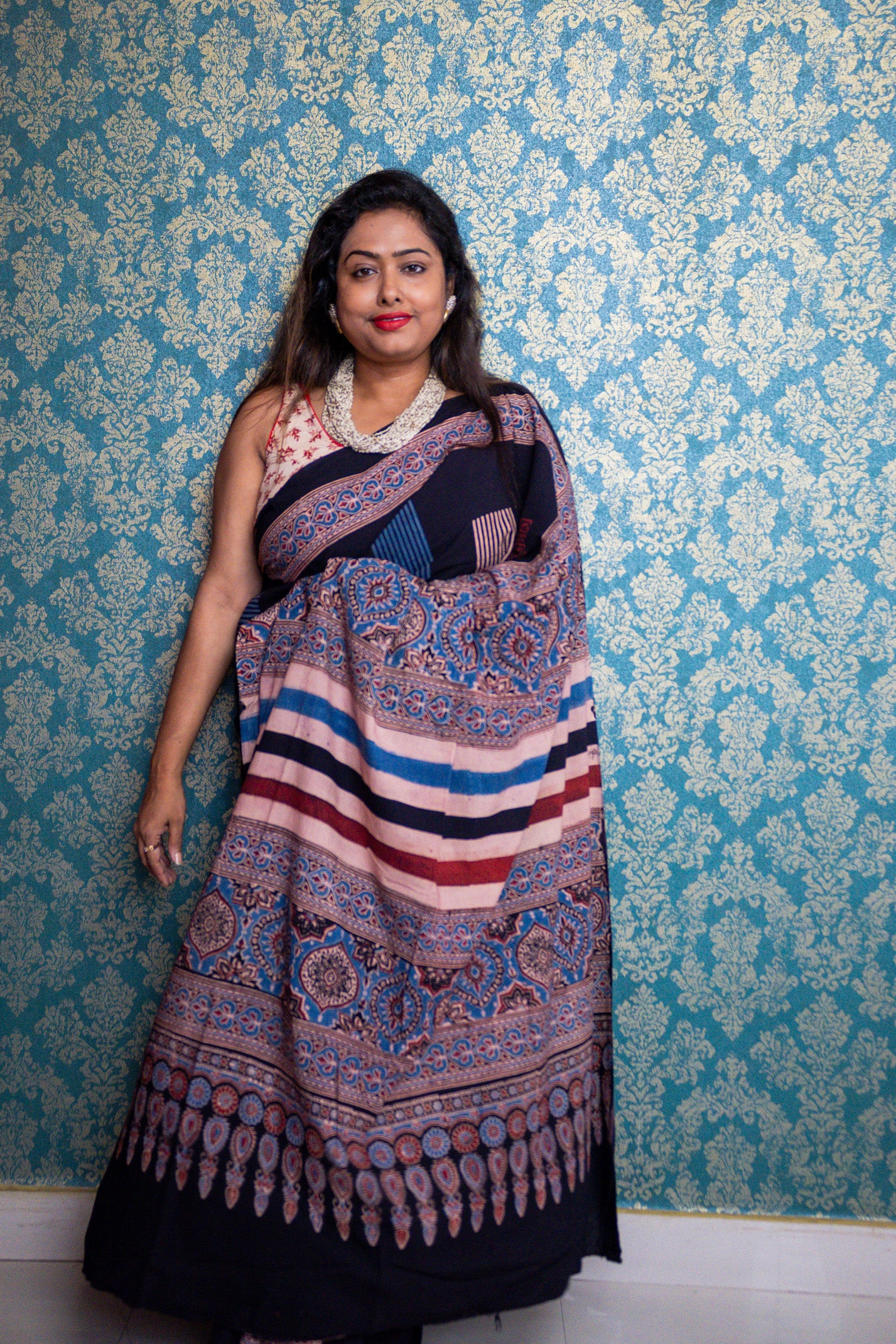 Geometry Ajrakh Saree