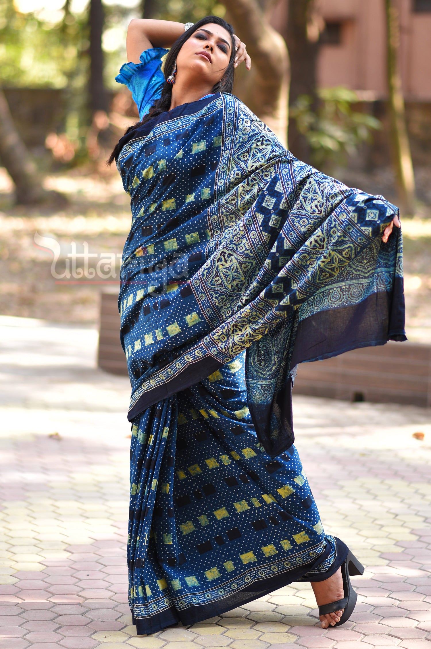 Ajrakh Saree