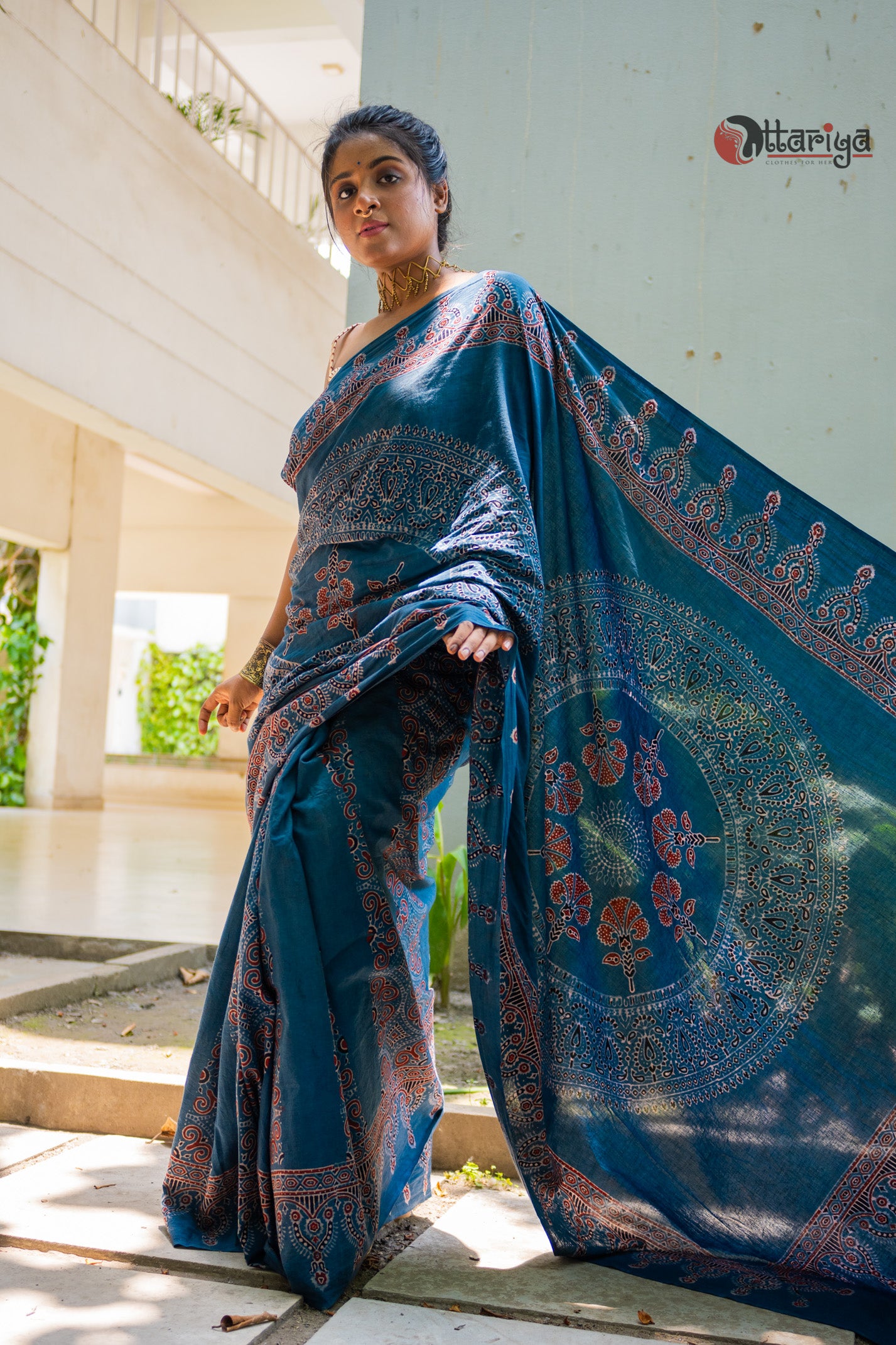 Gulali Ajrakh Saree