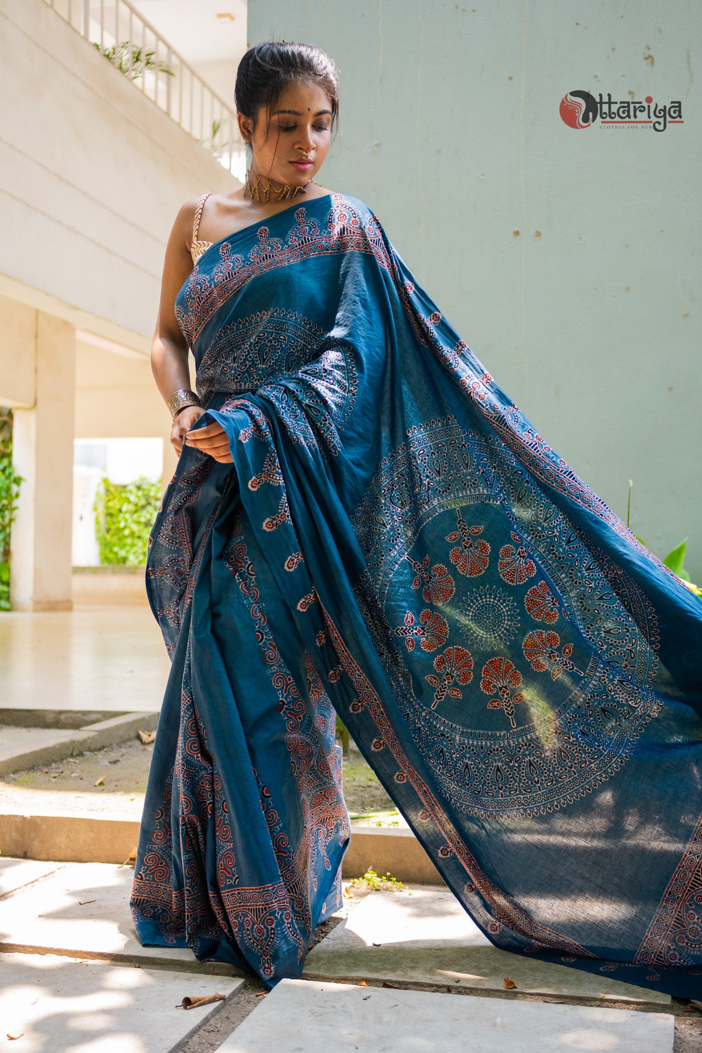 Gulali Ajrakh Saree