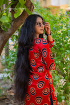 Rustic Auburn Red Modal Silk Designer Kurta