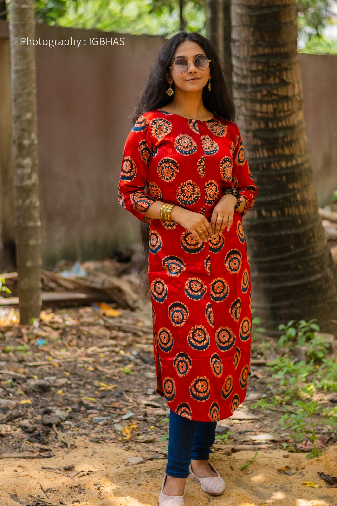 Rustic Auburn Red Modal Silk Designer Kurta