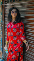 Rustic Auburn Red Modal Silk Designer Kurta