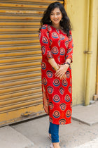 Rustic Auburn Red Modal Silk Designer Kurta