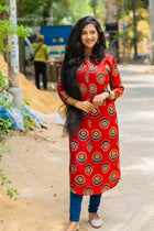 Rustic Auburn Red Modal Silk Designer Kurta