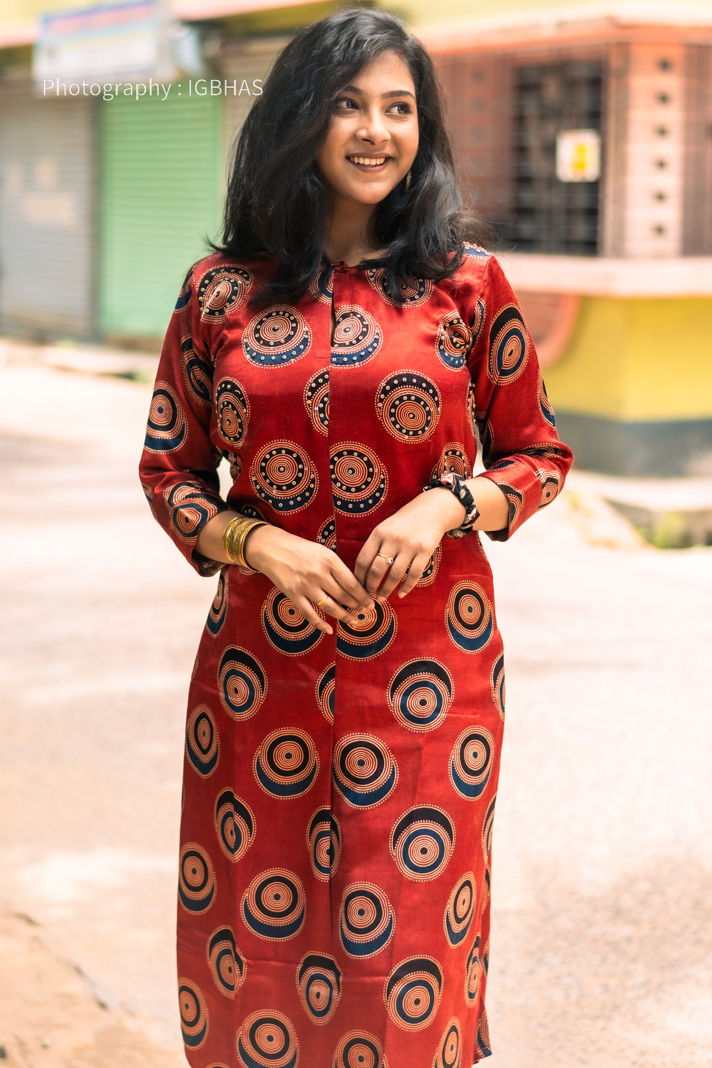 Rustic Auburn Red Modal Silk Designer Kurta