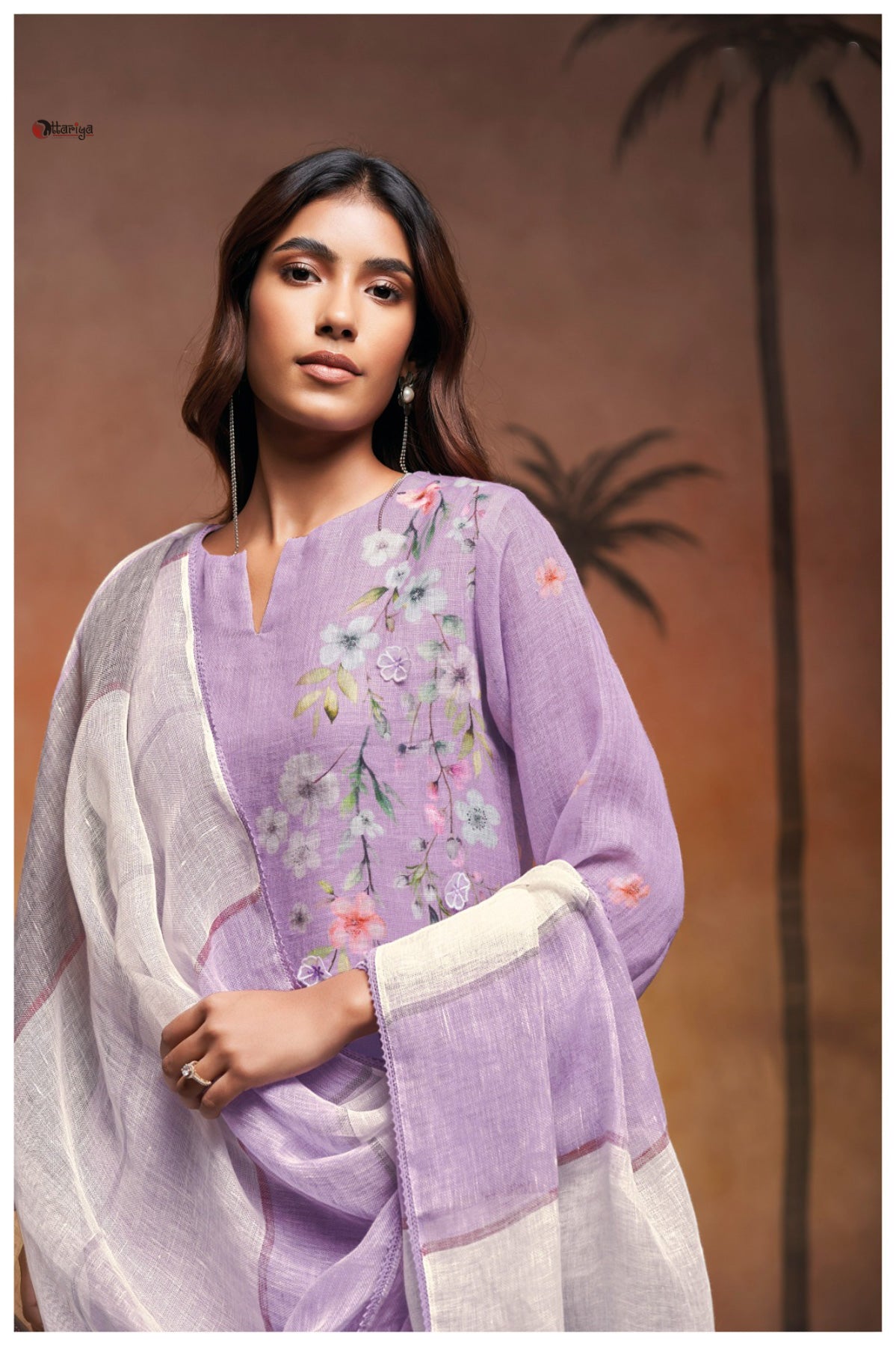 Violet Love Silk Linen Kurta Set - Uttariya