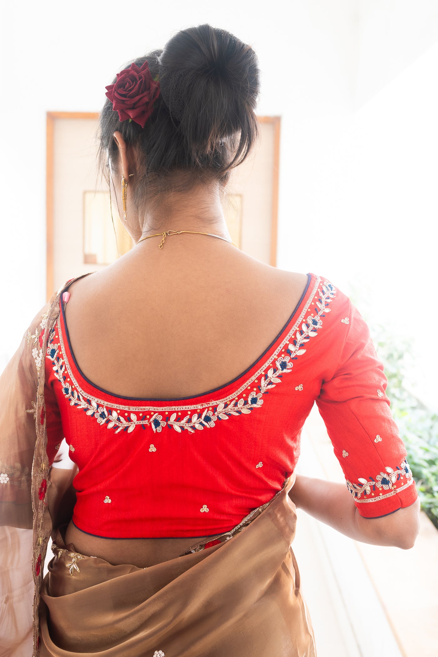 Red Love Zardosi Blouse - Uttariya