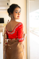 Red Love Zardosi Blouse - Uttariya