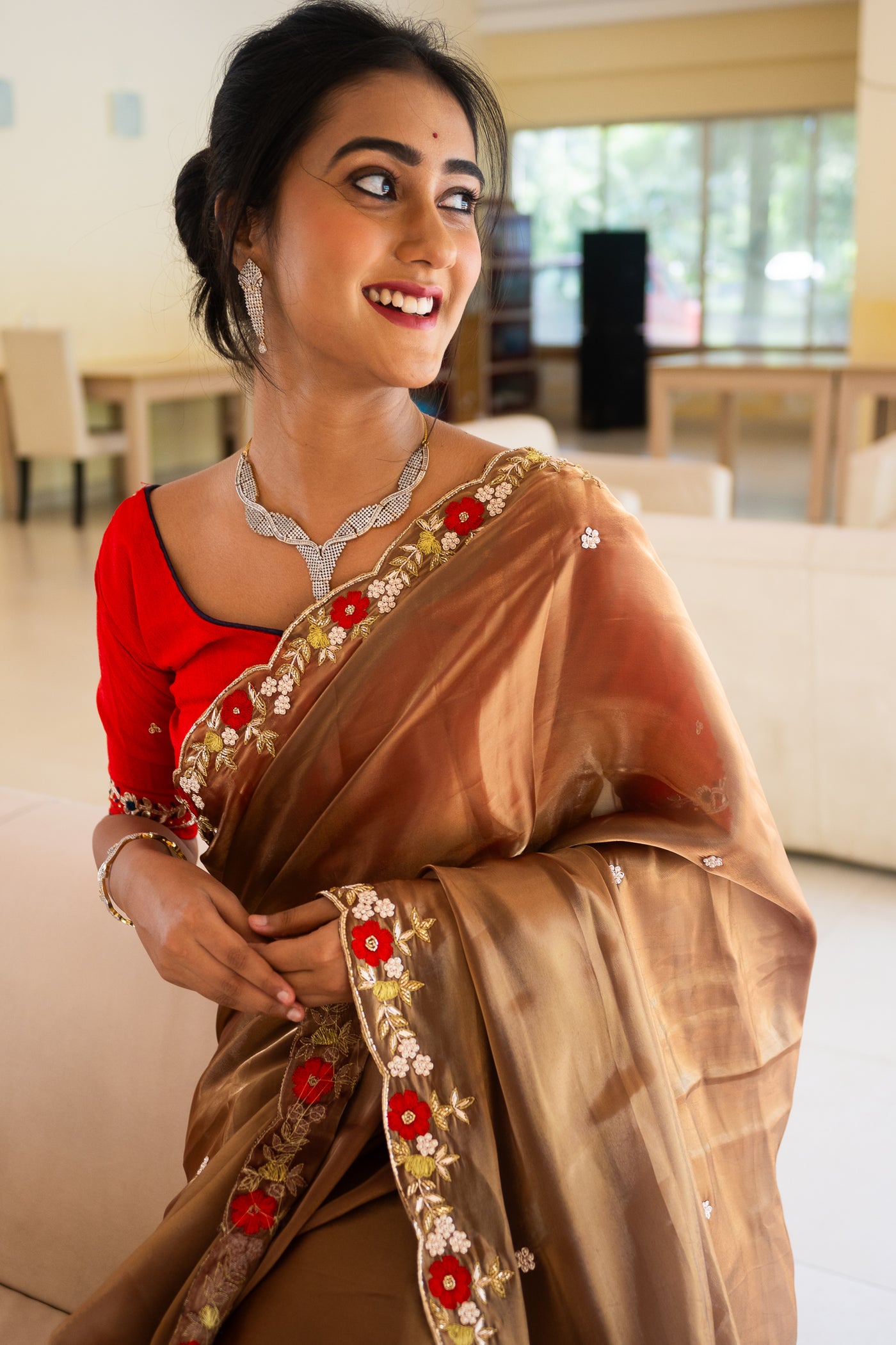 Red Love Zardosi Blouse - Uttariya