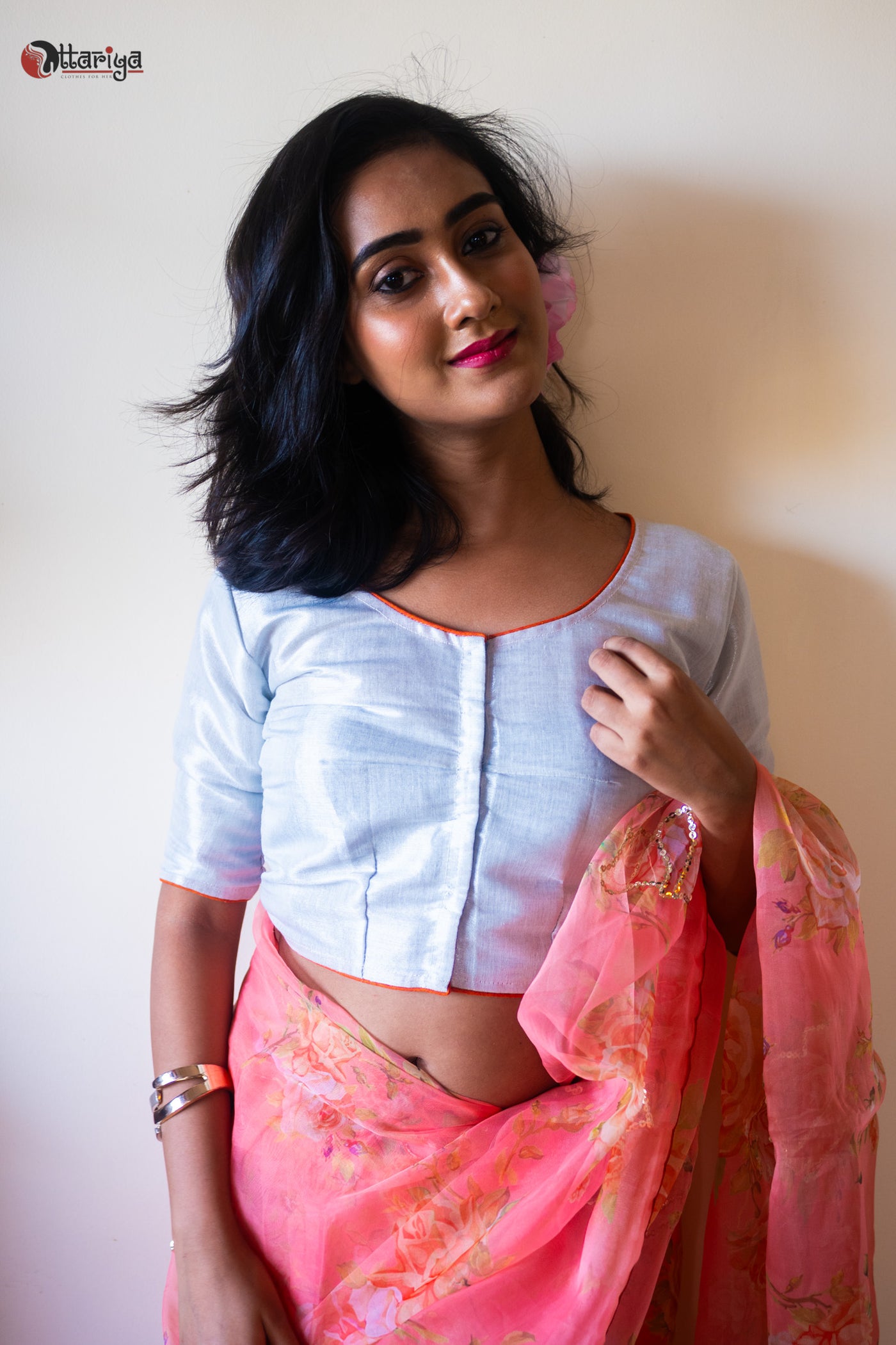 Silver Durga blouse - Uttariya