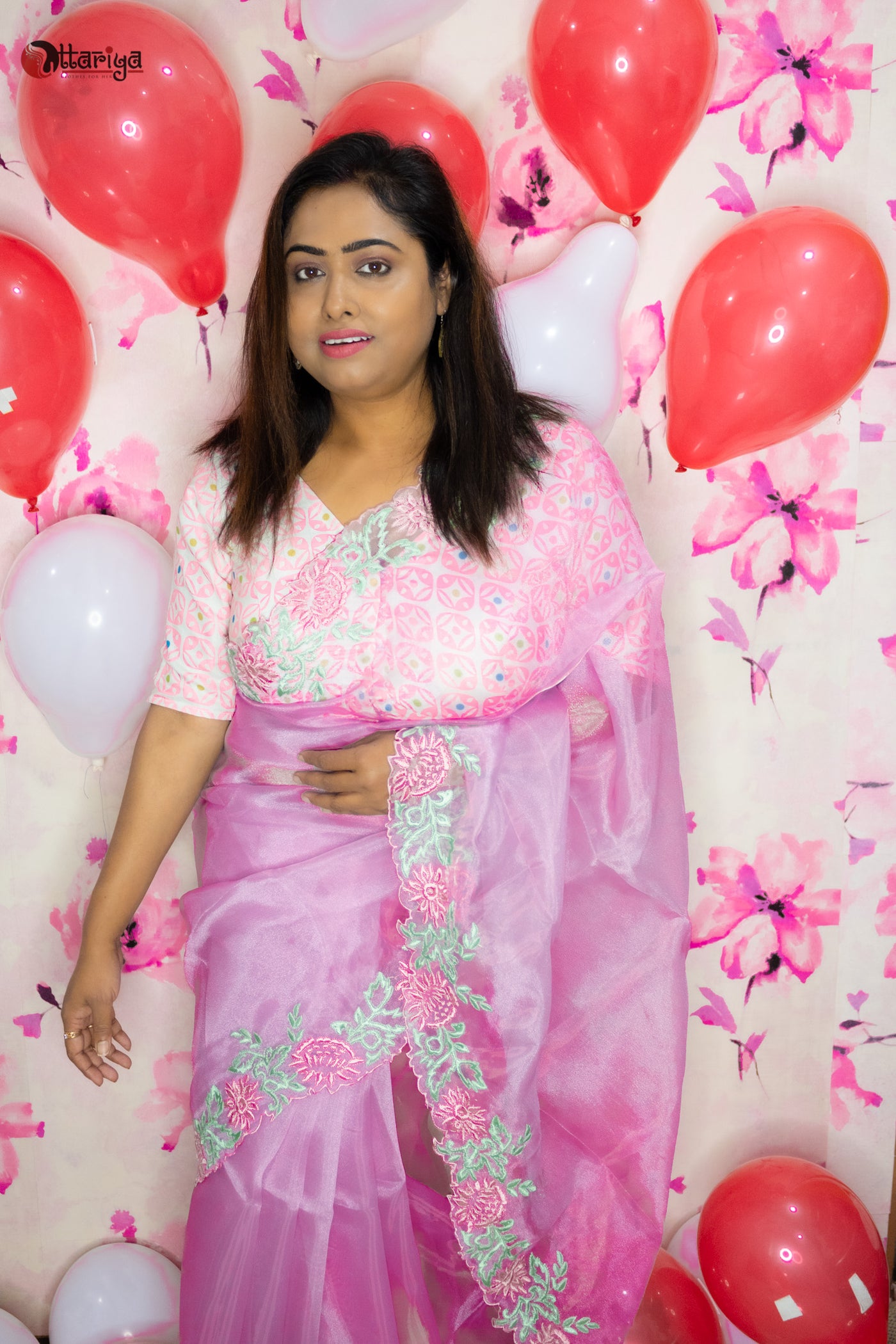 Onion Organza Saree