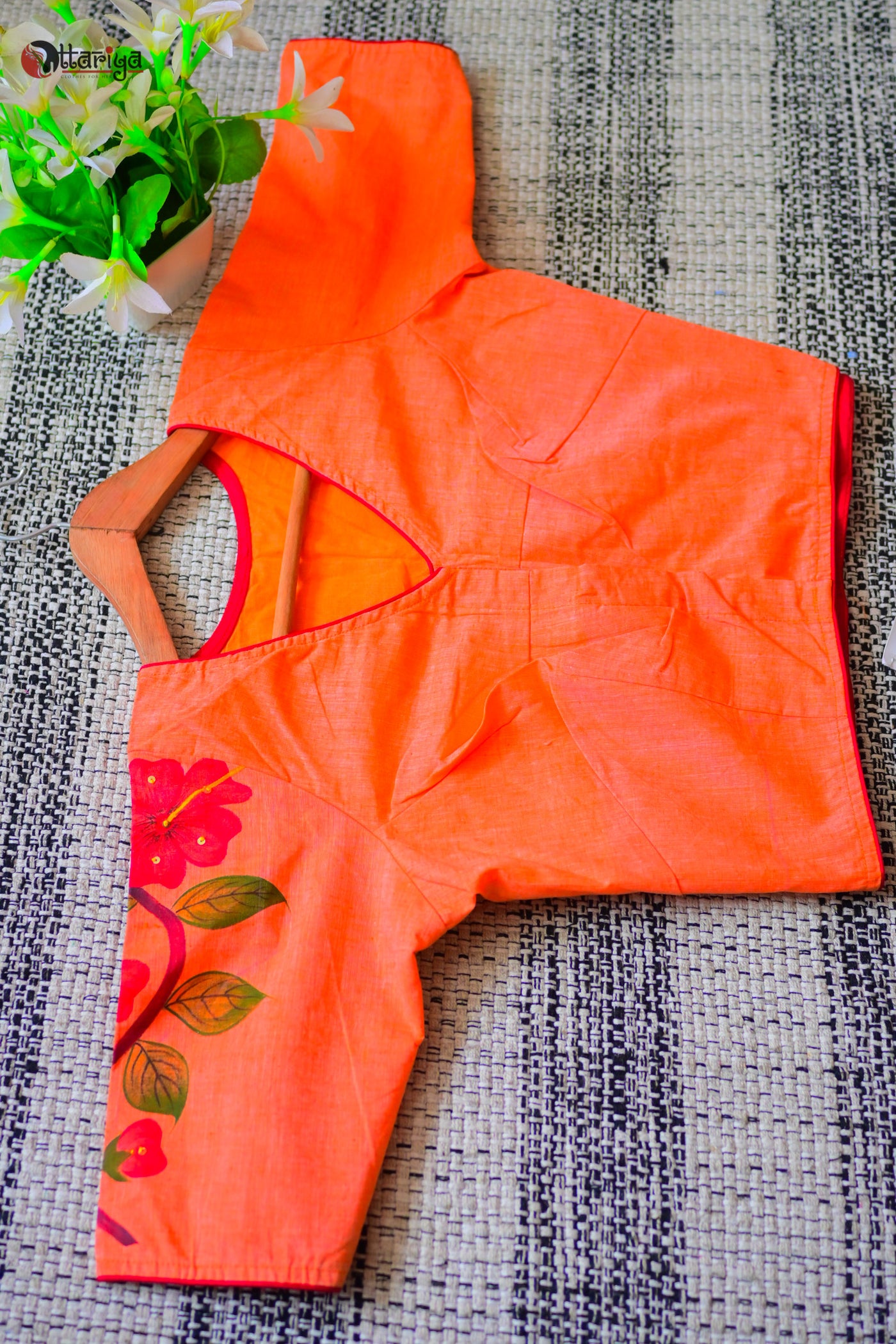 Meadow Breeze peach Blouse - Uttariya