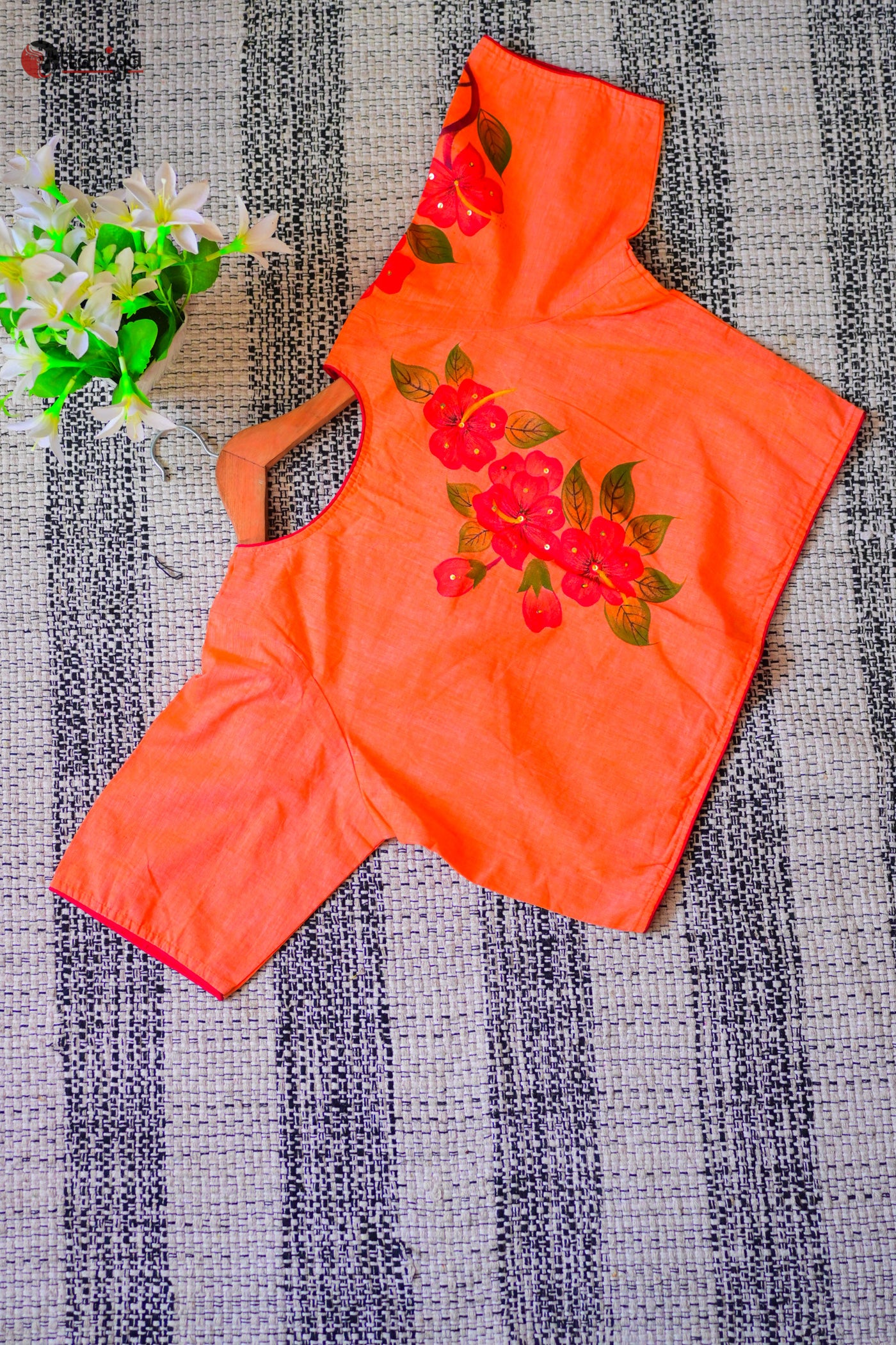 Meadow Breeze peach Blouse - Uttariya