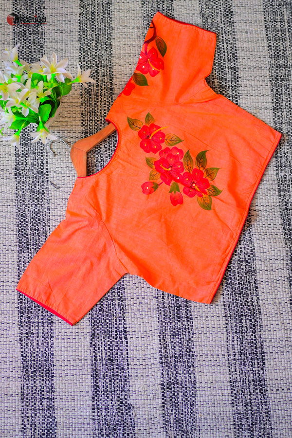 Meadow Breeze peach Blouse - Uttariya