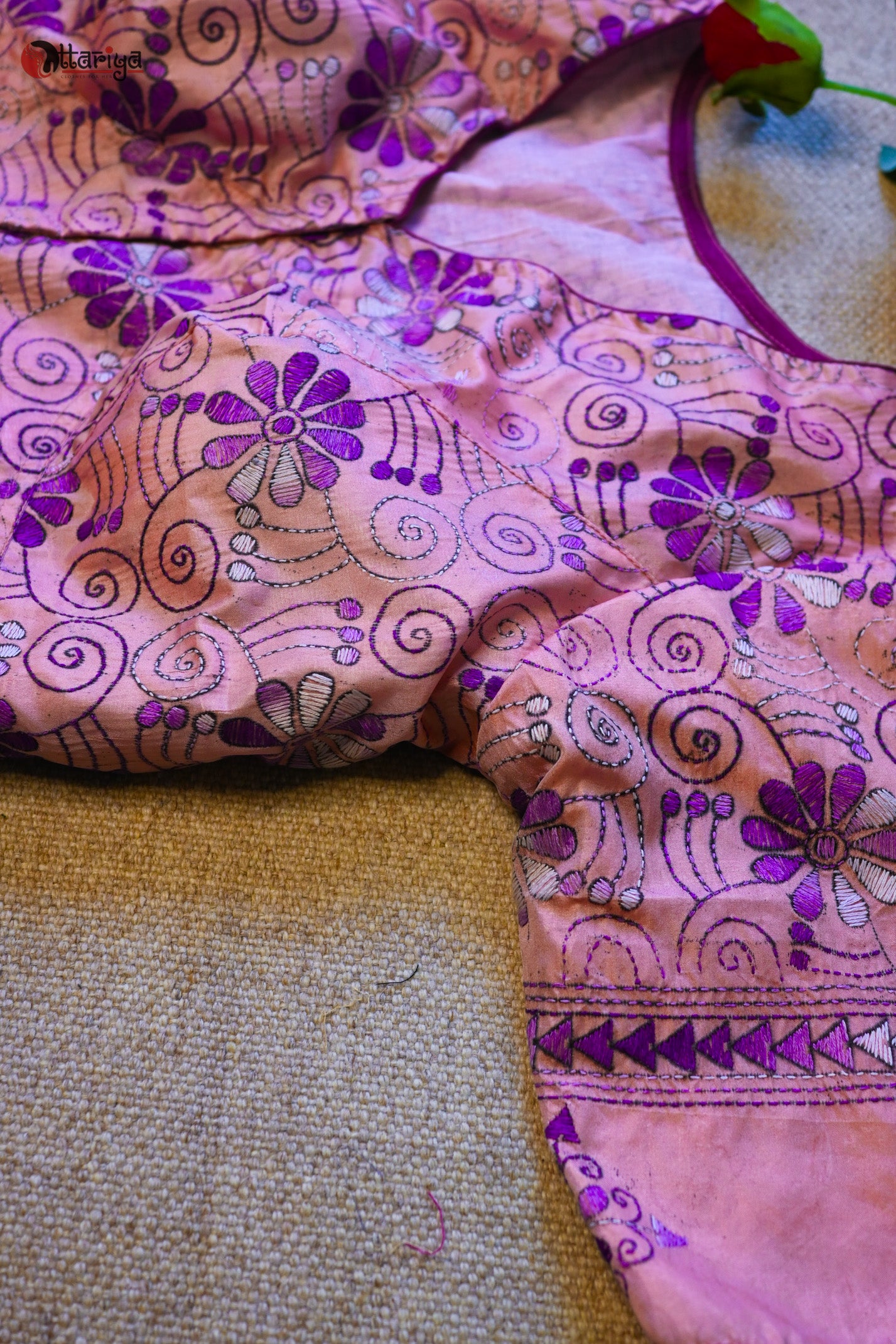 Purple flower Kantha blouse
