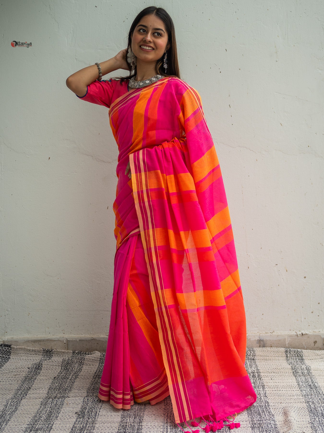 whoho stripe Handloom Saree