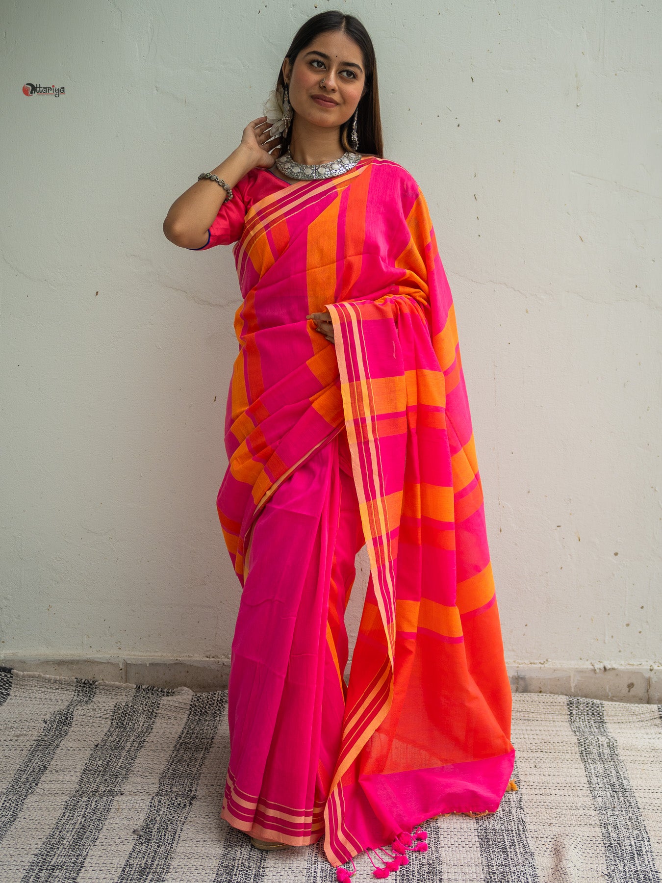 whoho stripe Handloom Saree