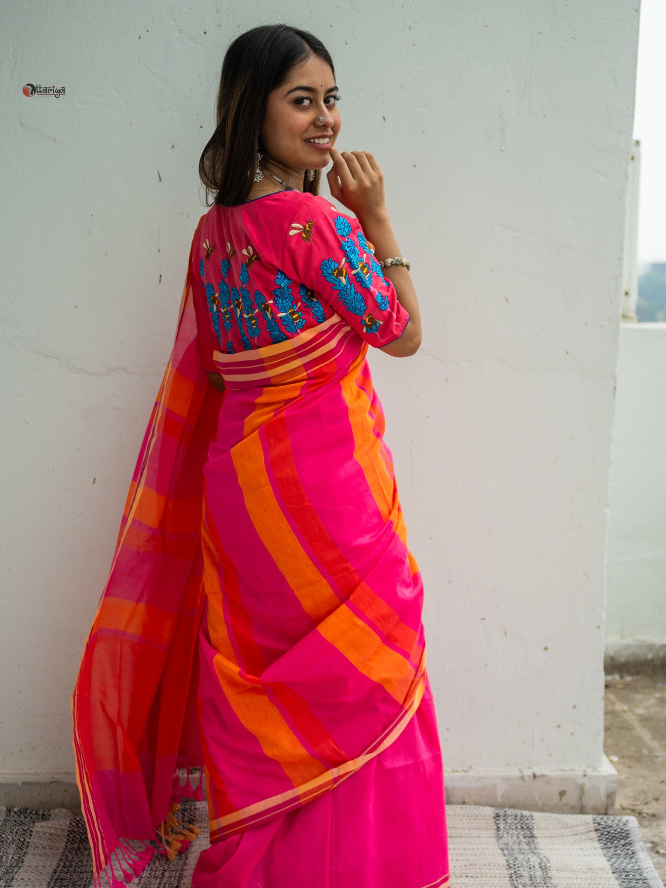 whoho stripe Handloom Saree