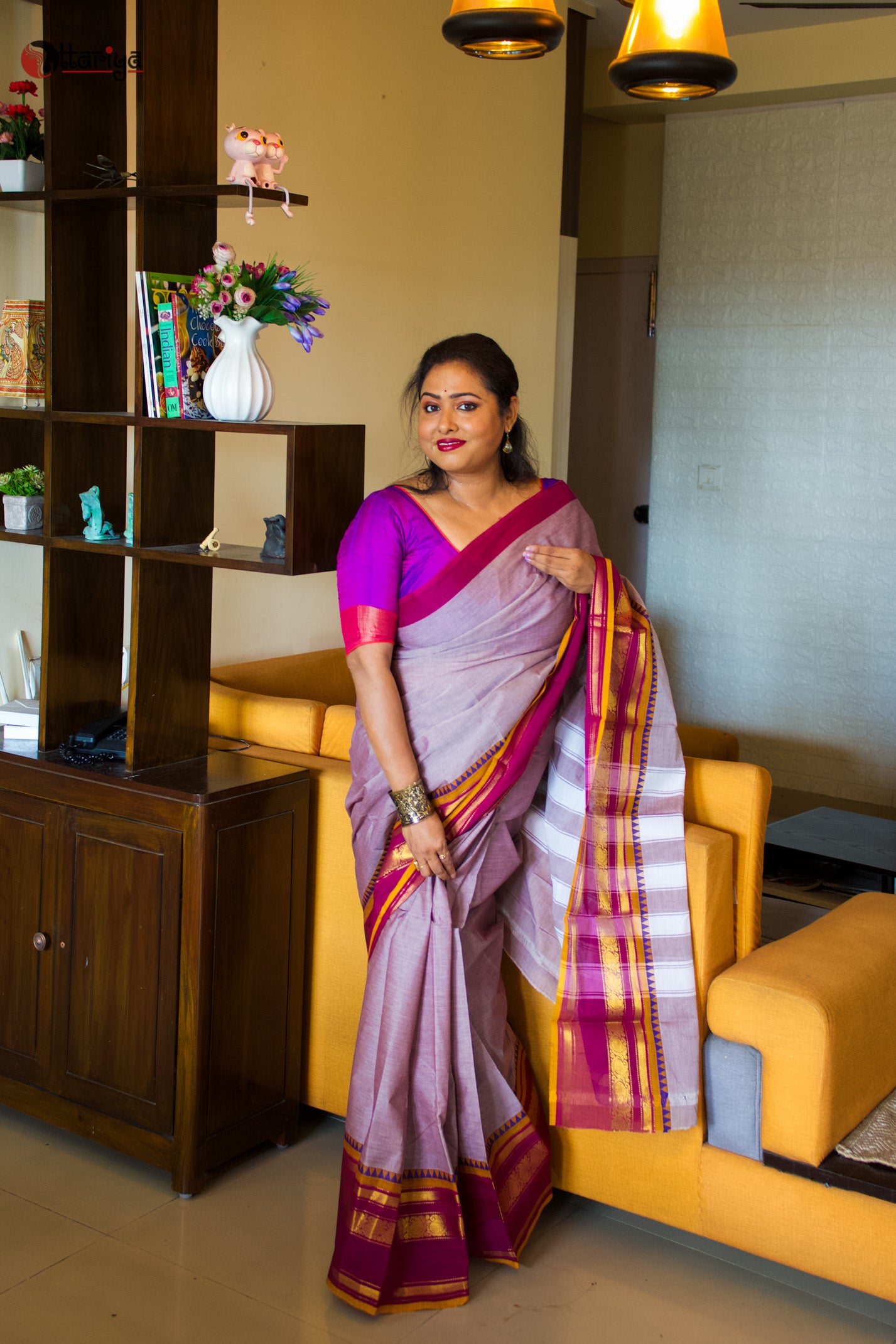 Buy online Beautiful Soft Cotton Saree With Bandhni & Kalamkari Print -  Pink-AF1789