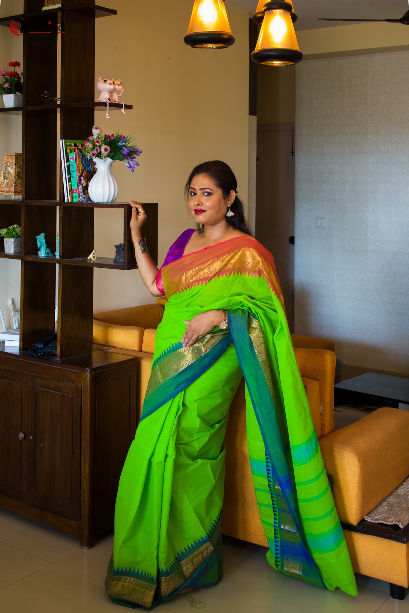 Whispering Petals Cotton Saree - Uttariya