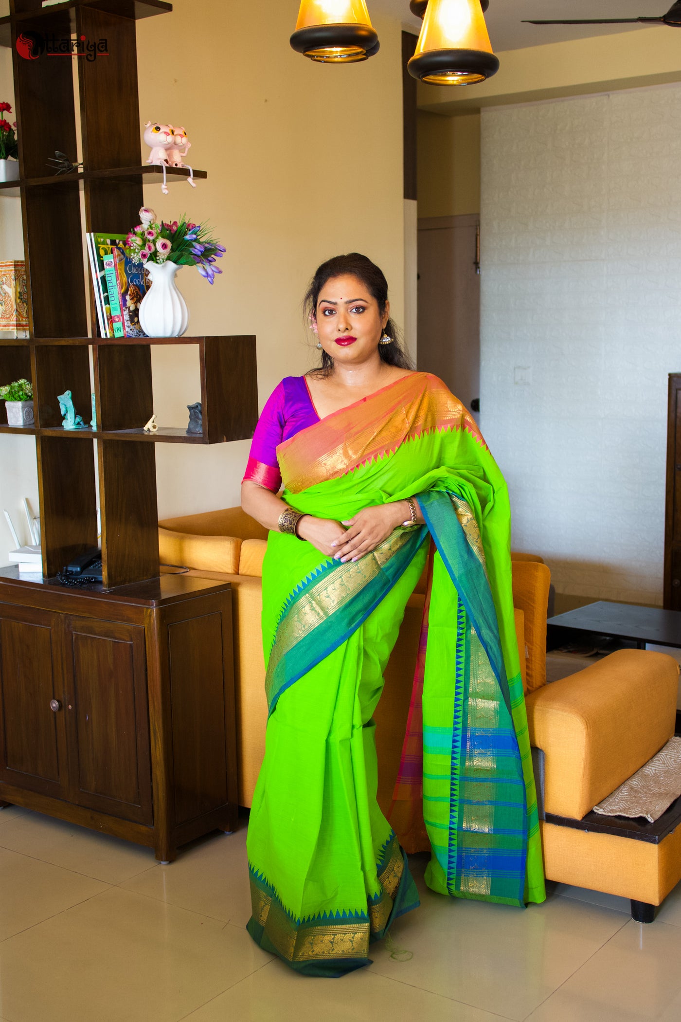 Whispering Petals Cotton Saree - Uttariya