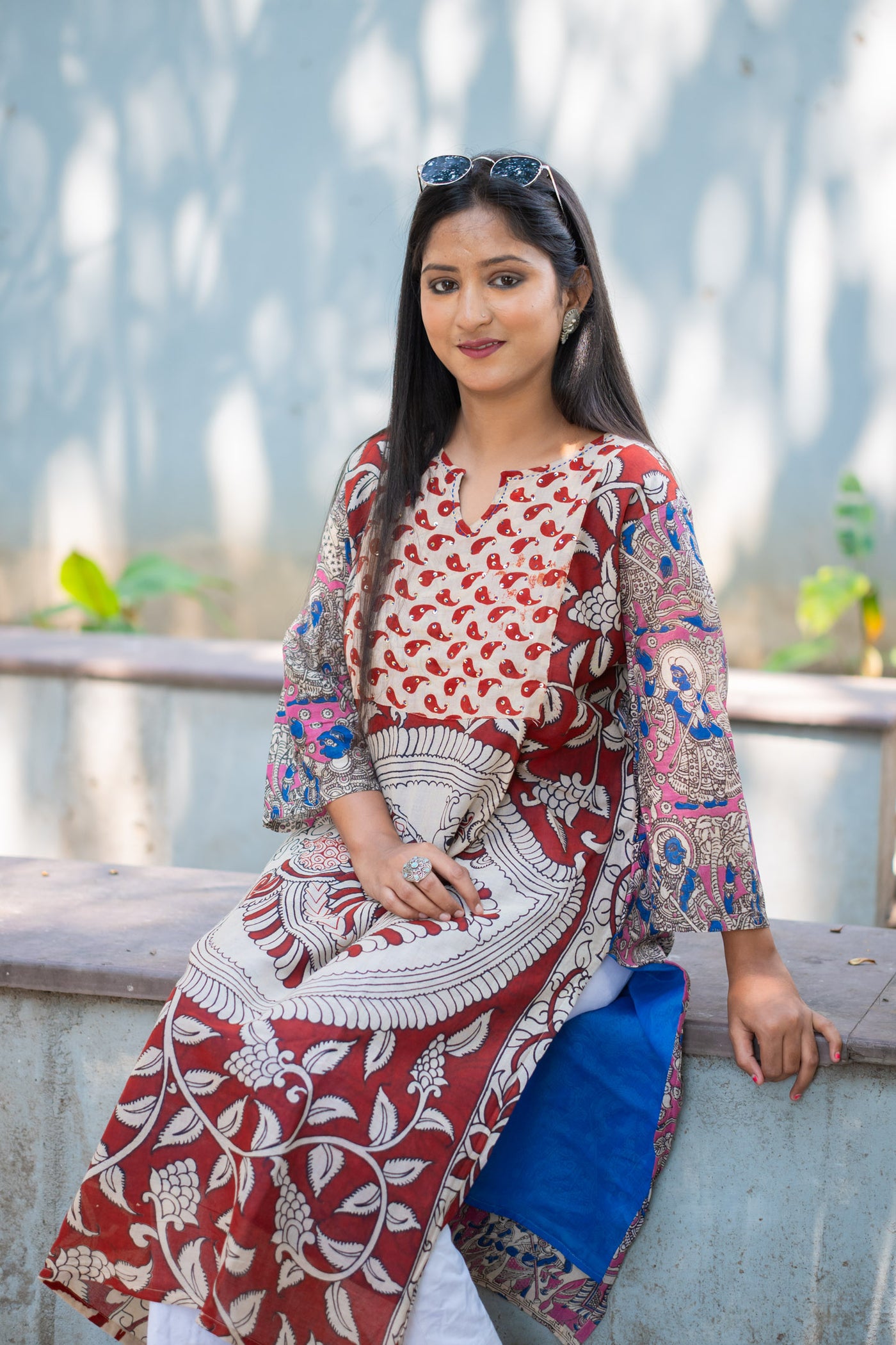 Kalamkari yashi Kurti - Uttariya