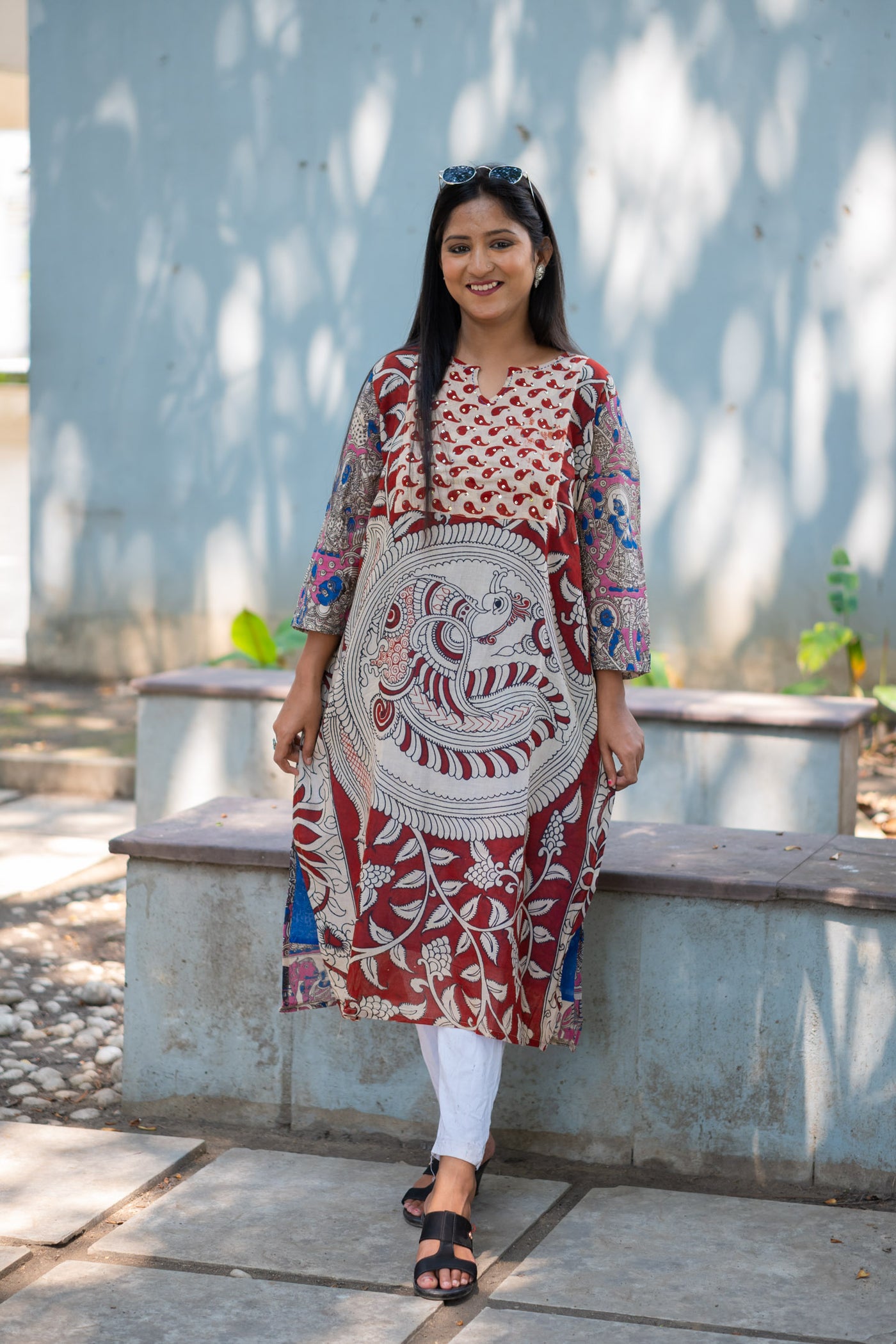 Kalamkari yashi Kurti - Uttariya