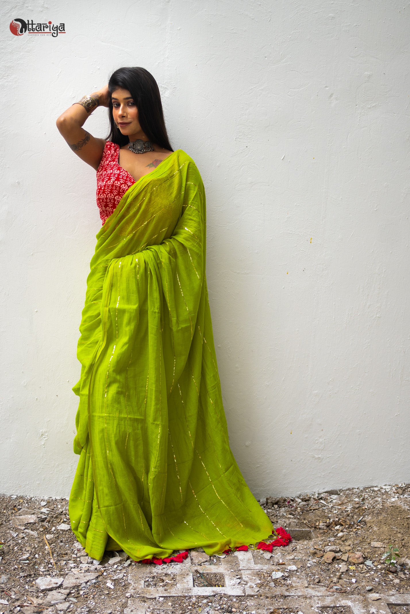 Lime Sitara Saree