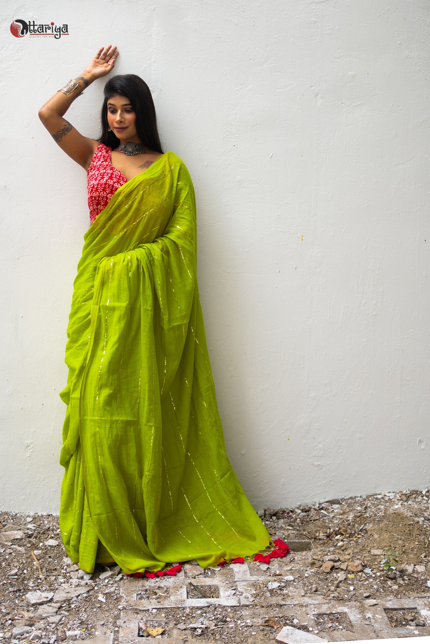 Lime Sitara Saree