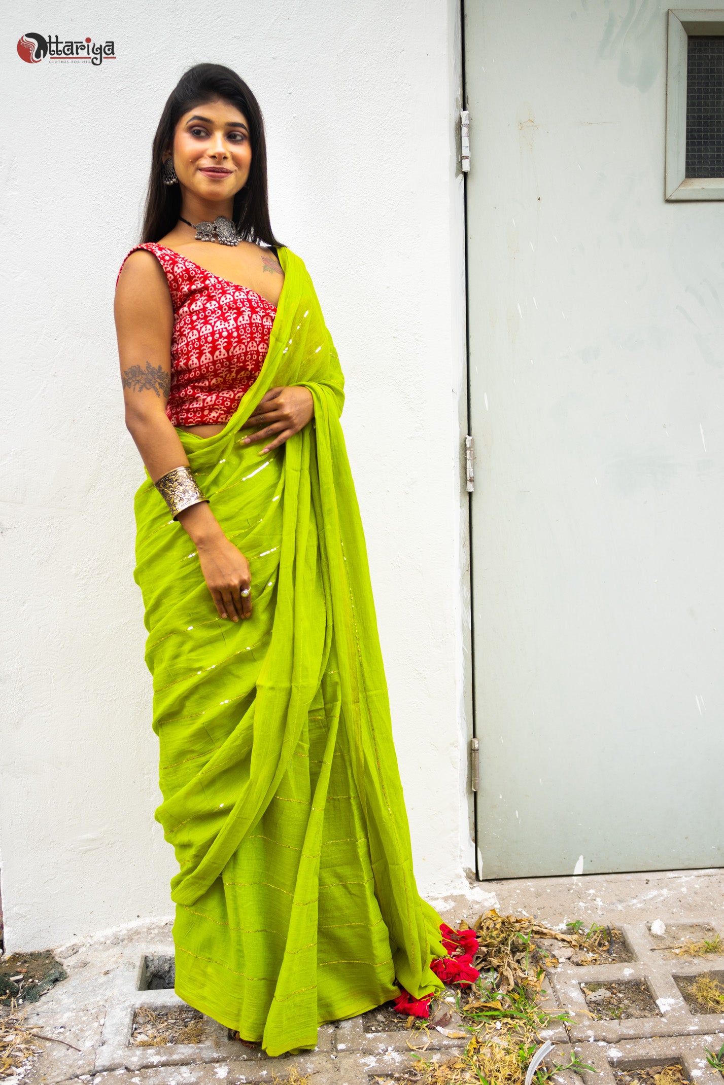 Lime Sitara Saree