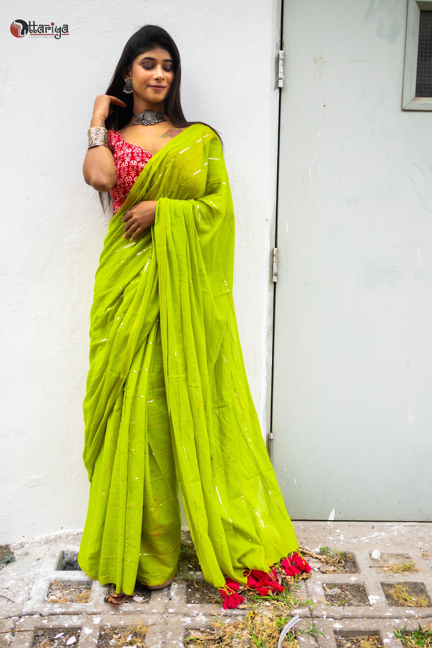 Lime Sitara Saree