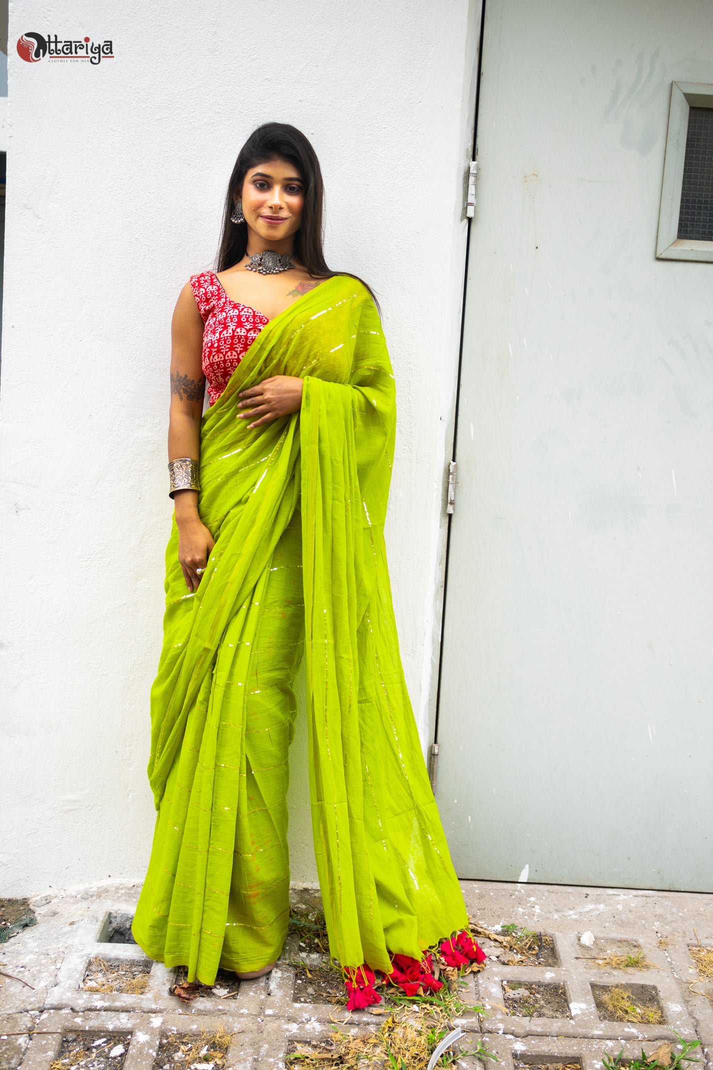 Lime Sitara Saree