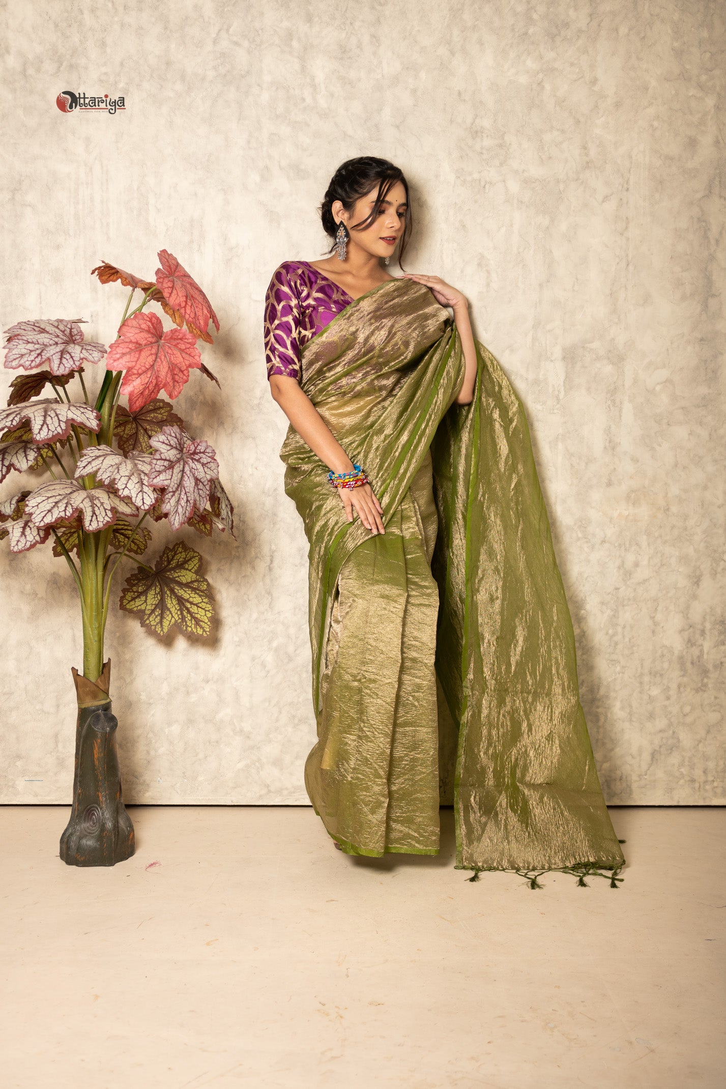 GlimmerCrush Drape Saree