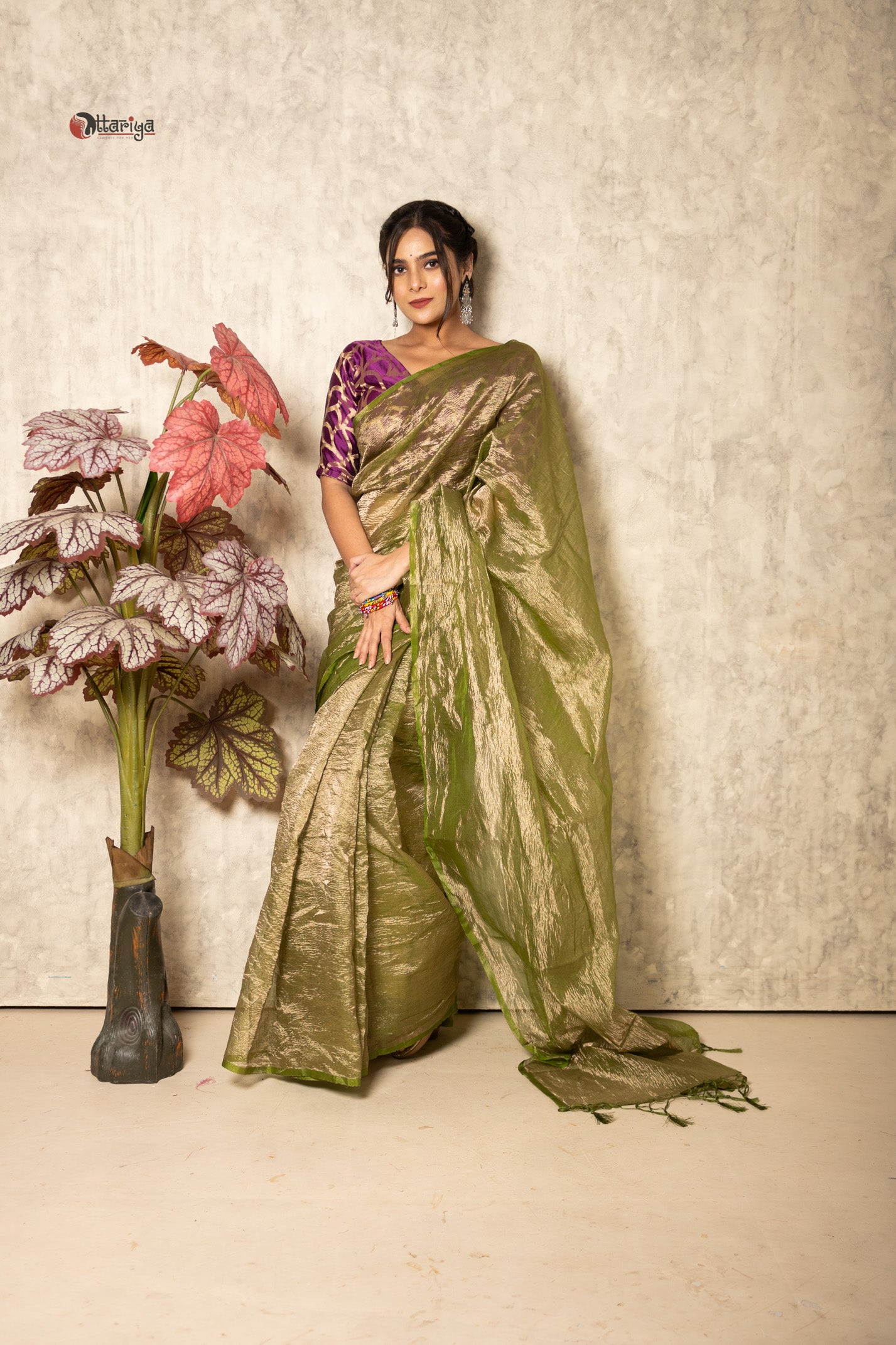 GlimmerCrush Drape Saree